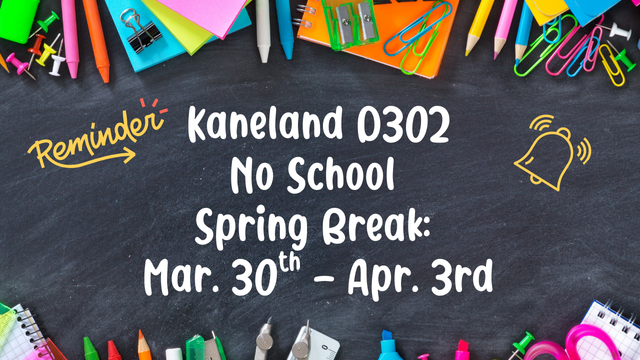 No School - Mar. 30th - Apr. 3rd: Spring Break