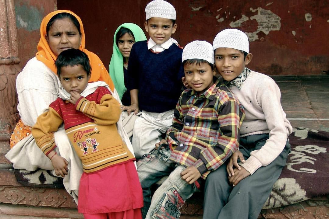 Family at Jama Masjid Mosque, Dehli, India