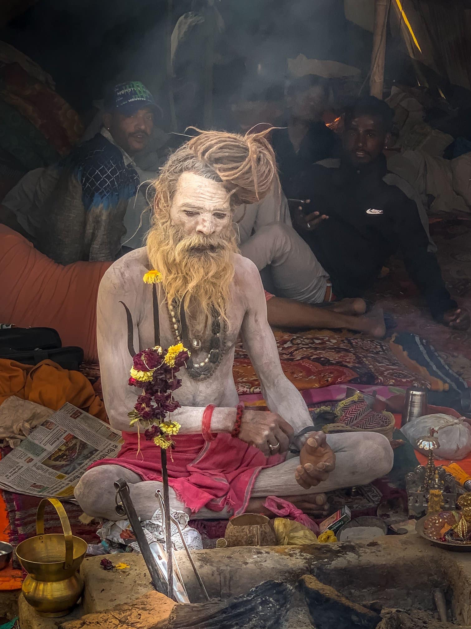 Sadhu at the Juna Akhara tents, Kumbh Mela, Prayagraj, India