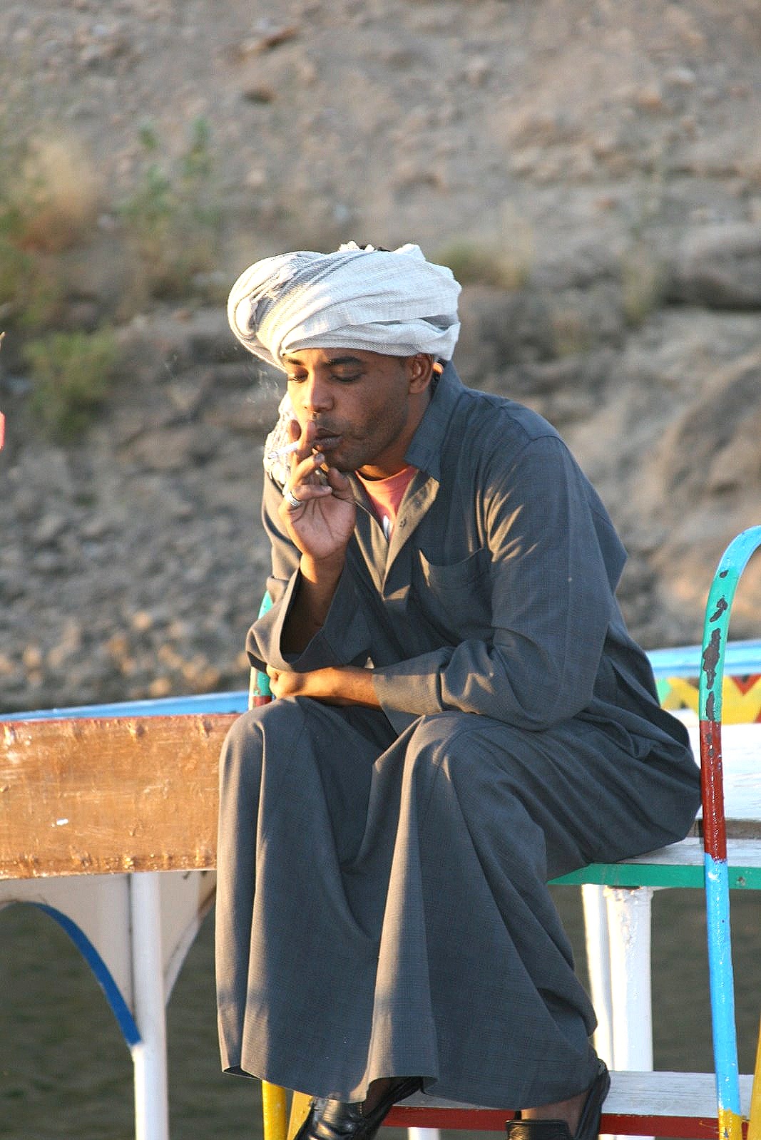 Smoke break at Memphis, Egypt