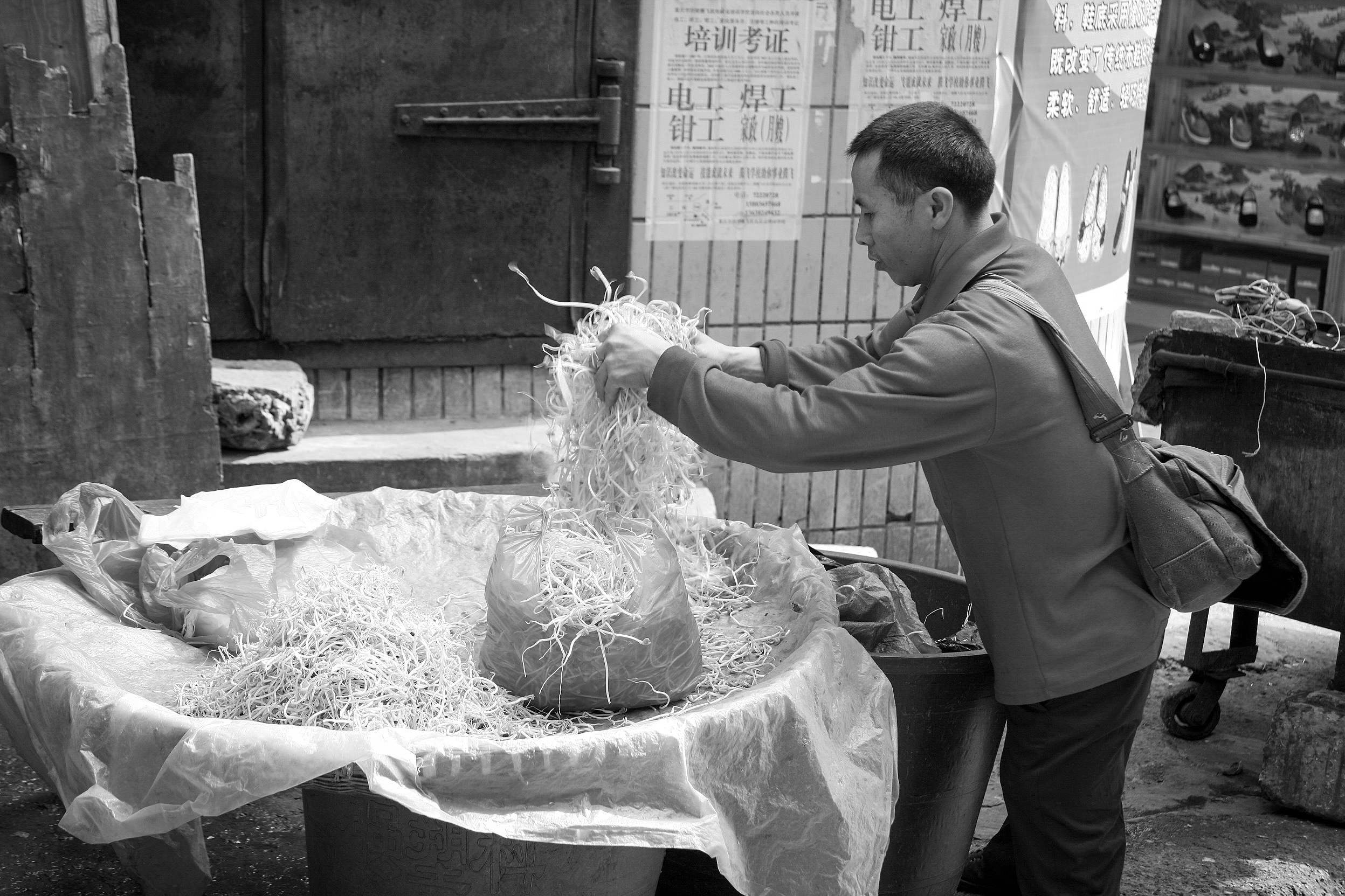 Vegetable buyer, Fengdu, China