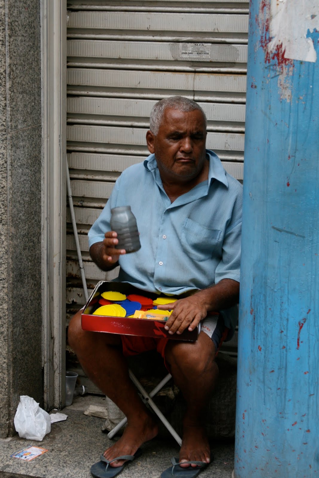 Blind street peddler, Rio de Janeiro, Brazil