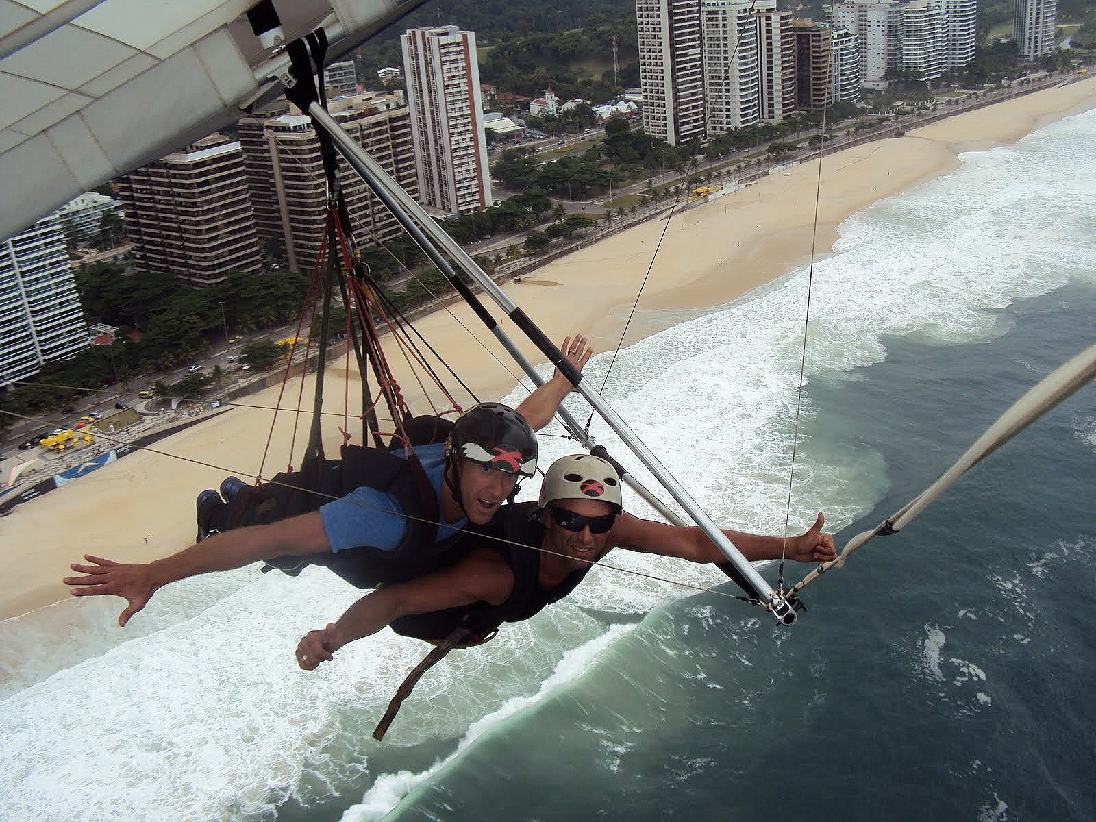 Hang gliding over Copacabana Beach, Rio de Janeiro, Brazil