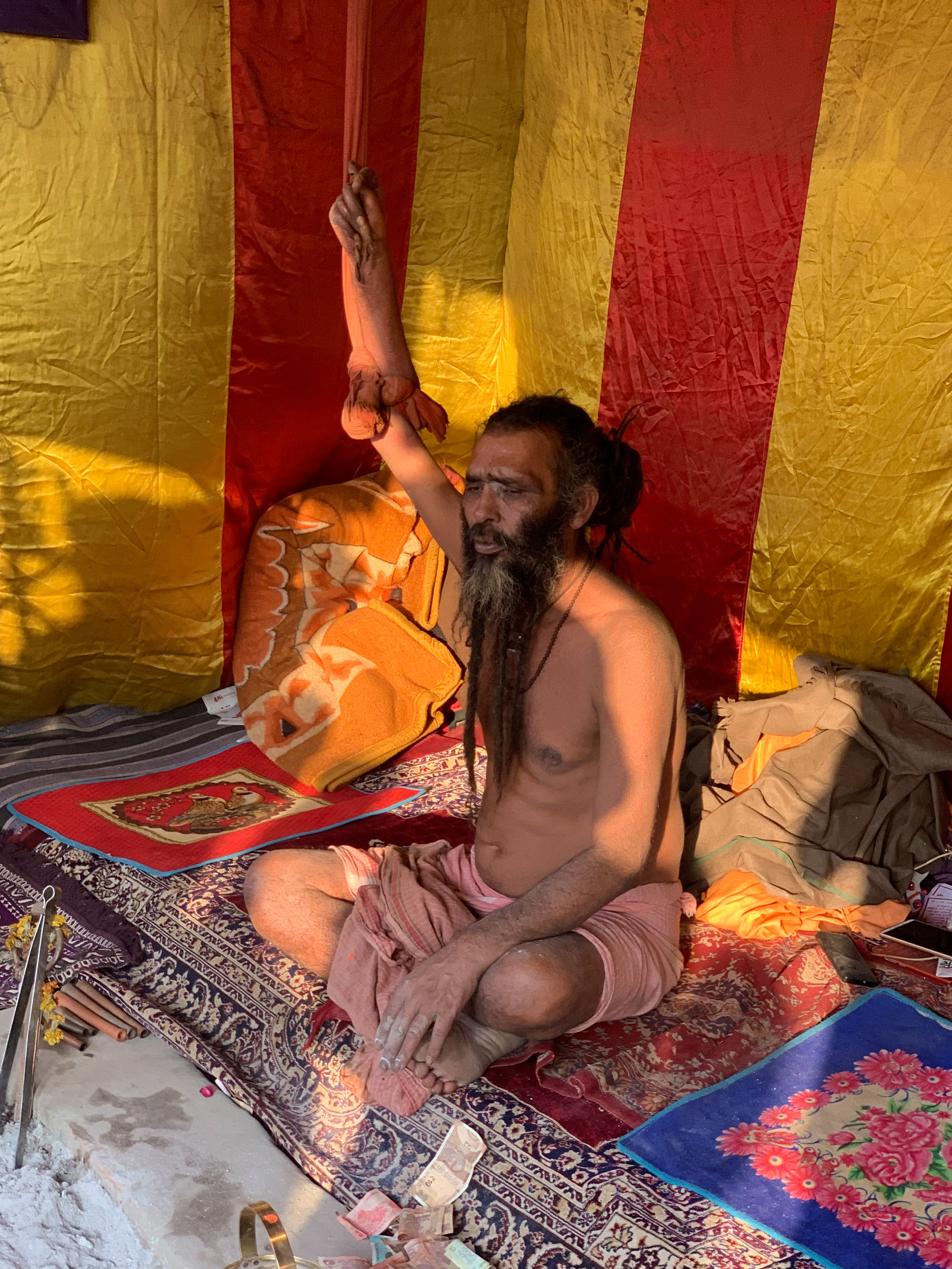 Sadhu at the Juna Akhara tents, Kumbh Mela, Prayagraj, India