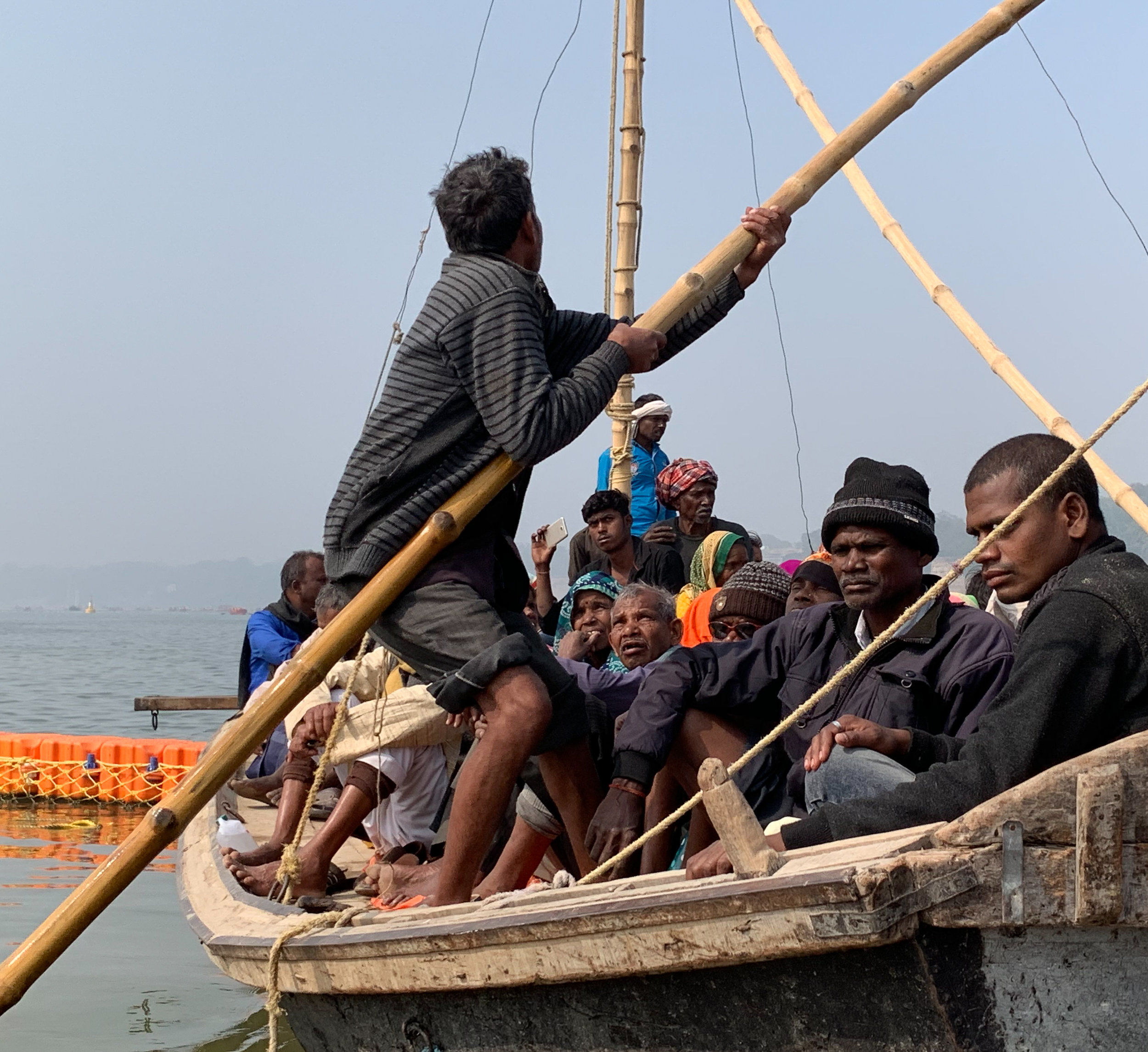 Pilgrims headed out to the Sanga on Royal Bathing Day, Prayagraj, India