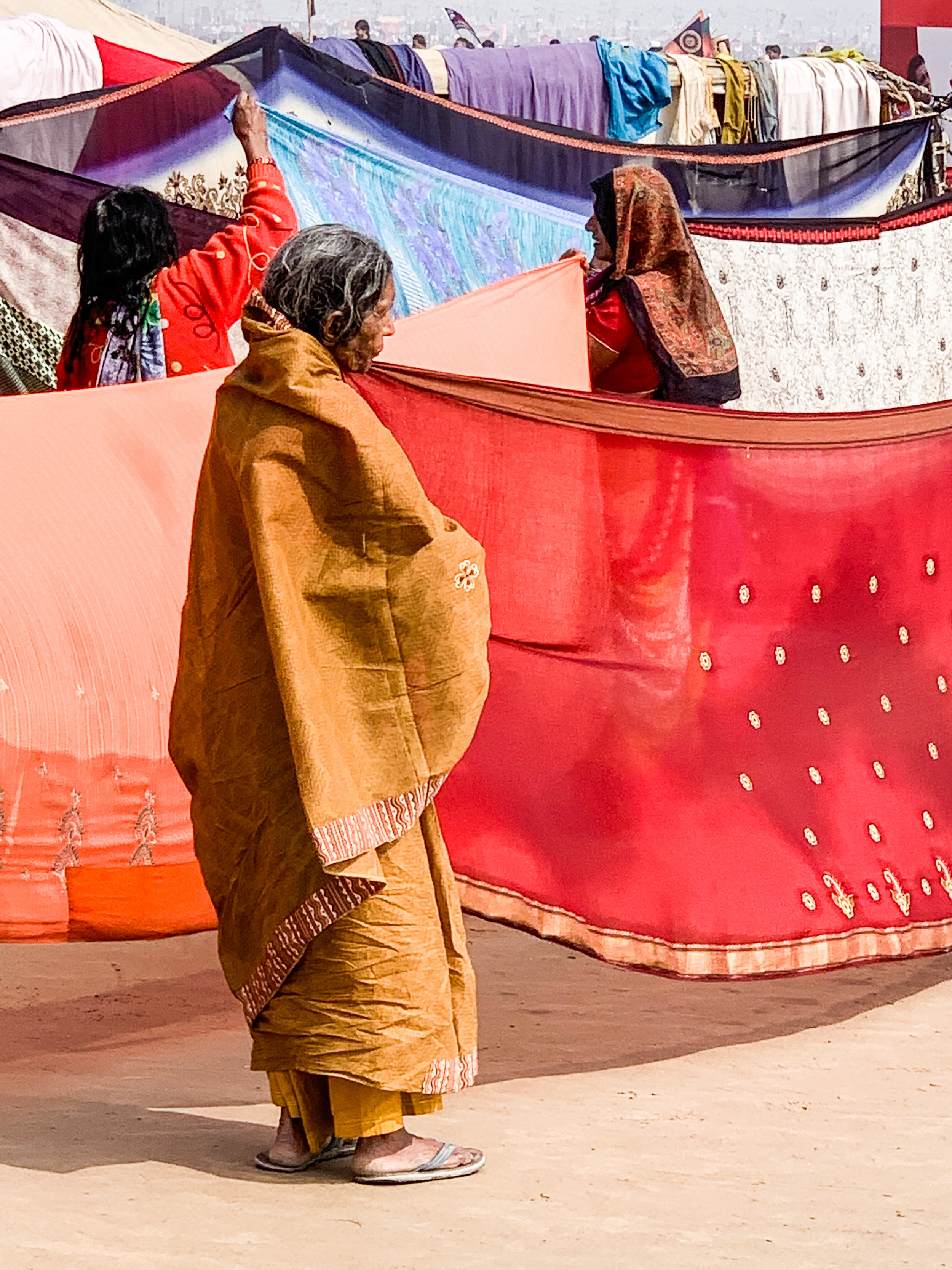 Women with saris, Kumbh Mela, Prayagraj, India