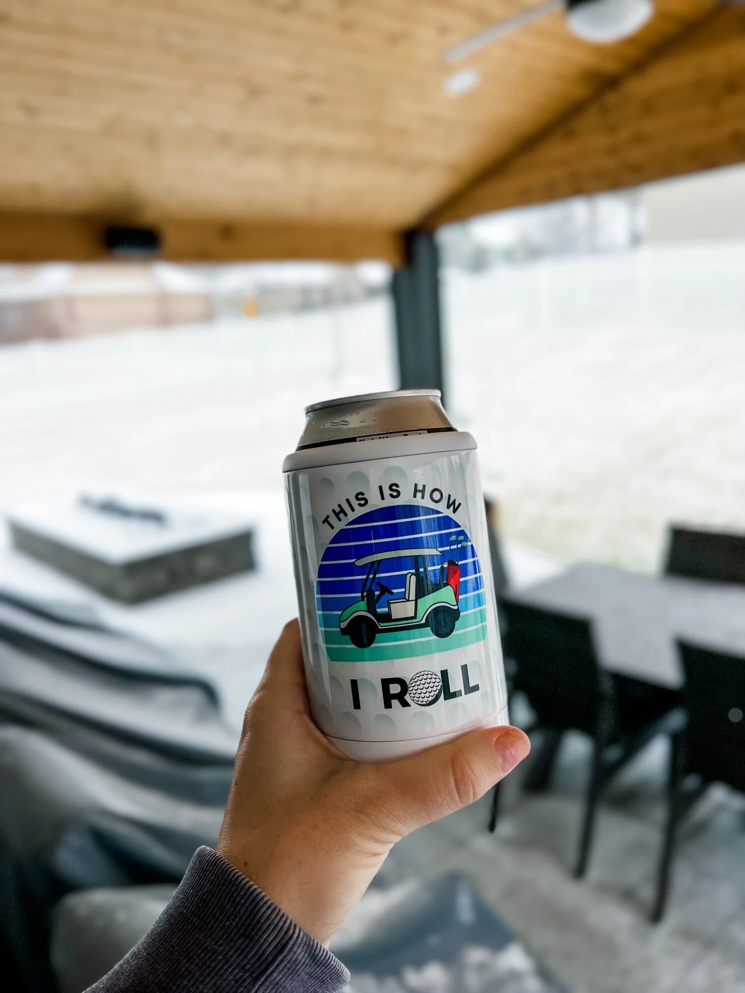 Regular How I Roll Can Cooler Printed