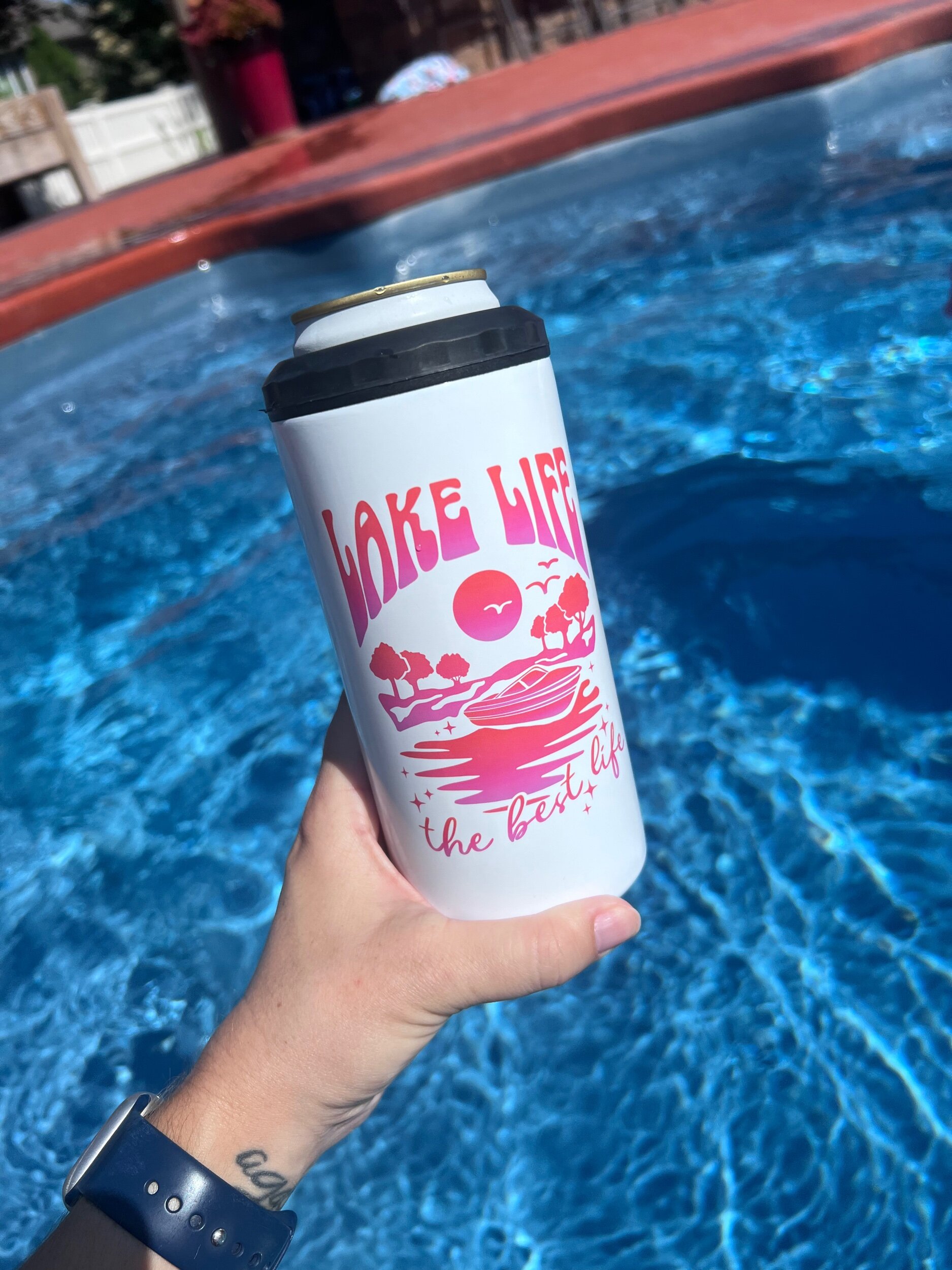 4 -1 Lake Life Can Cooler Printed