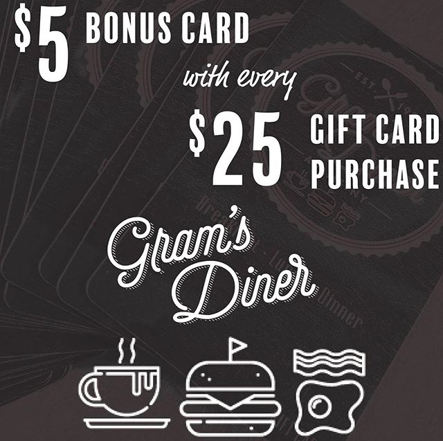 You&rsquo;ve got two weeks until Christmas, everyone! 
Here is the offer you&rsquo;ve been waiting for. 
With every $25 gift card purchase you receive $5 bonus! 
Buy $25 get $5 bonus
Buy $50, get $10 bonus; 
Buy $1,000,000 get a restaurant and bonus 