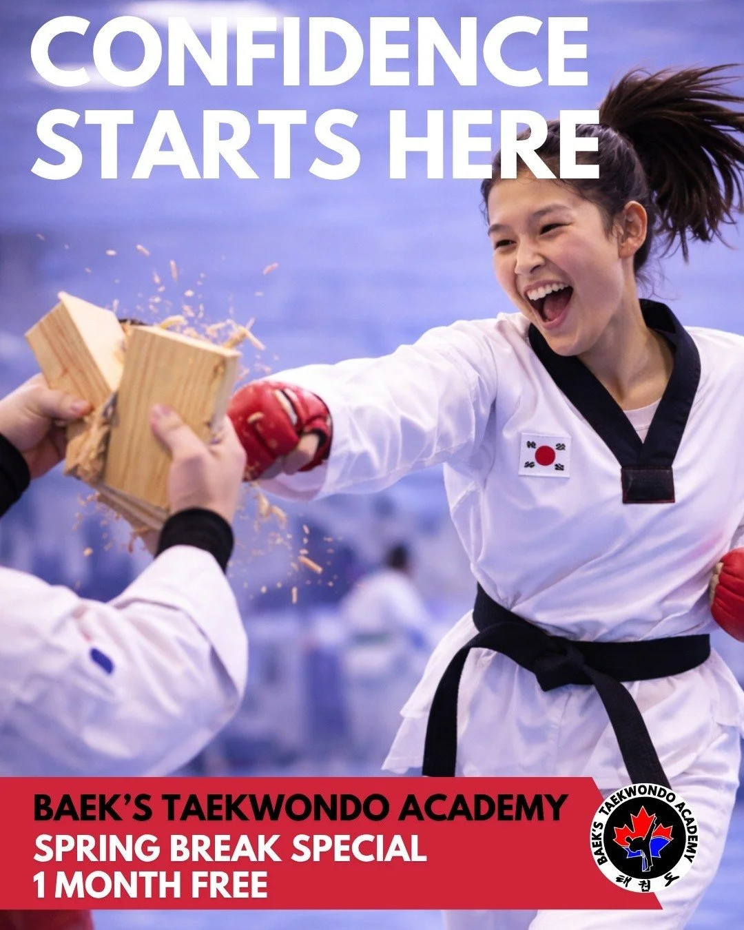 Feel stronger. More confident. More in control.

At Baek&rsquo;s Taekwondo Academy, students build real confidence, strength, and focus &mdash; in a positive and empowering environment.

🎉 Spring Break Special: Get 1 Month FREE when you join our ann