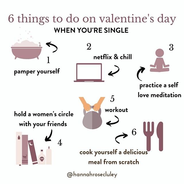 Single &amp; ready to mingle or single &amp; damn happy?

Either or, here are some playful things you can do tomorrow on the day of luuuurve to show yourself that you LOVE YOU ❤️ .

Being single for 7 years up until just after V day last year I am pr
