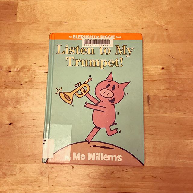 Listen to My Trumpet! by Mo Willems

The Elephant and Piggie easy reader series is entertaining and cleverly teaches kids to read with expression. Go borrow this one from your local library to find out how Gerald answers Piggie&rsquo;s question about