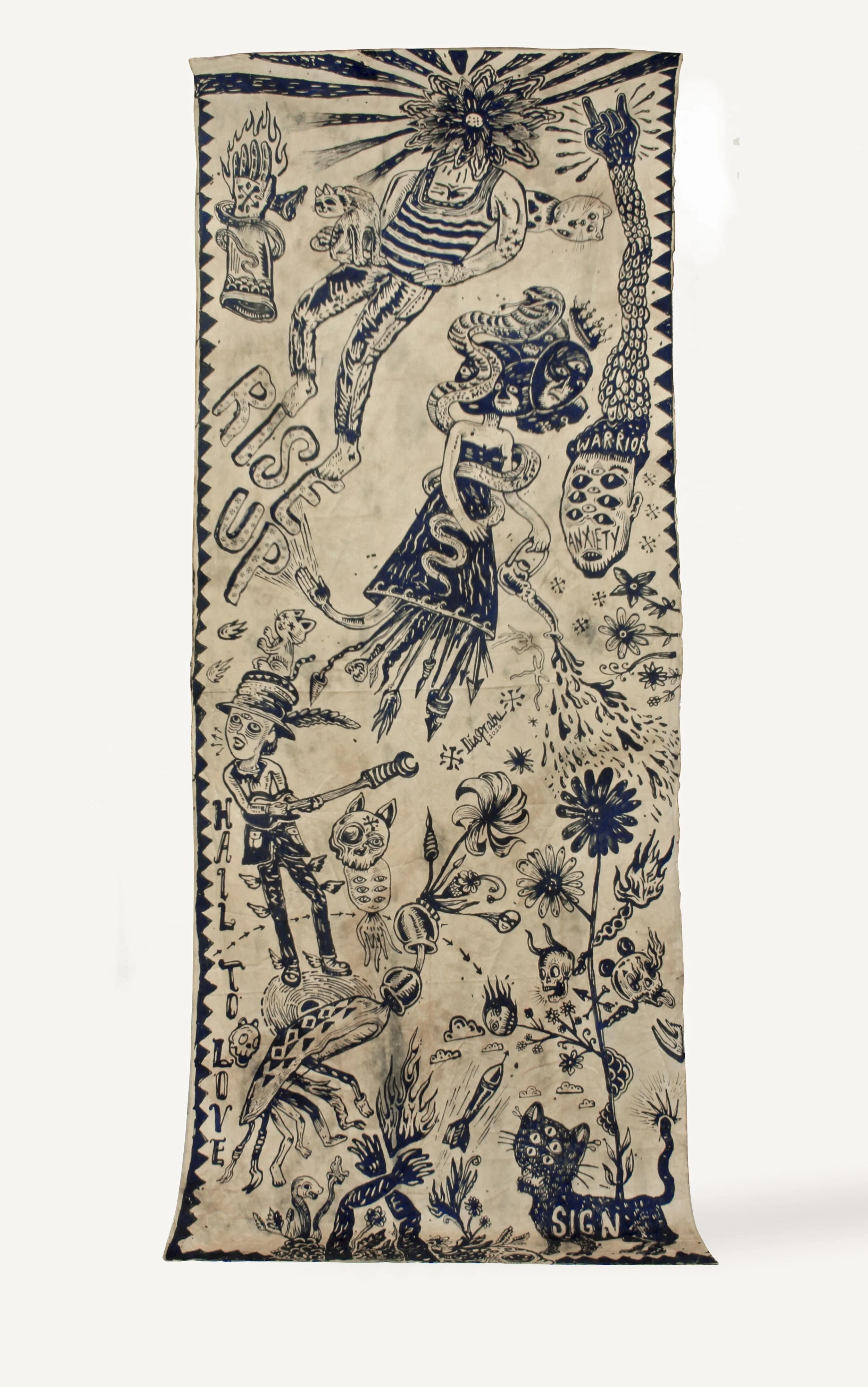 Dias Prabu Into the rare moment 2020 batik tulis on silk cotton, synthetic dyes, 300 x 110 cm