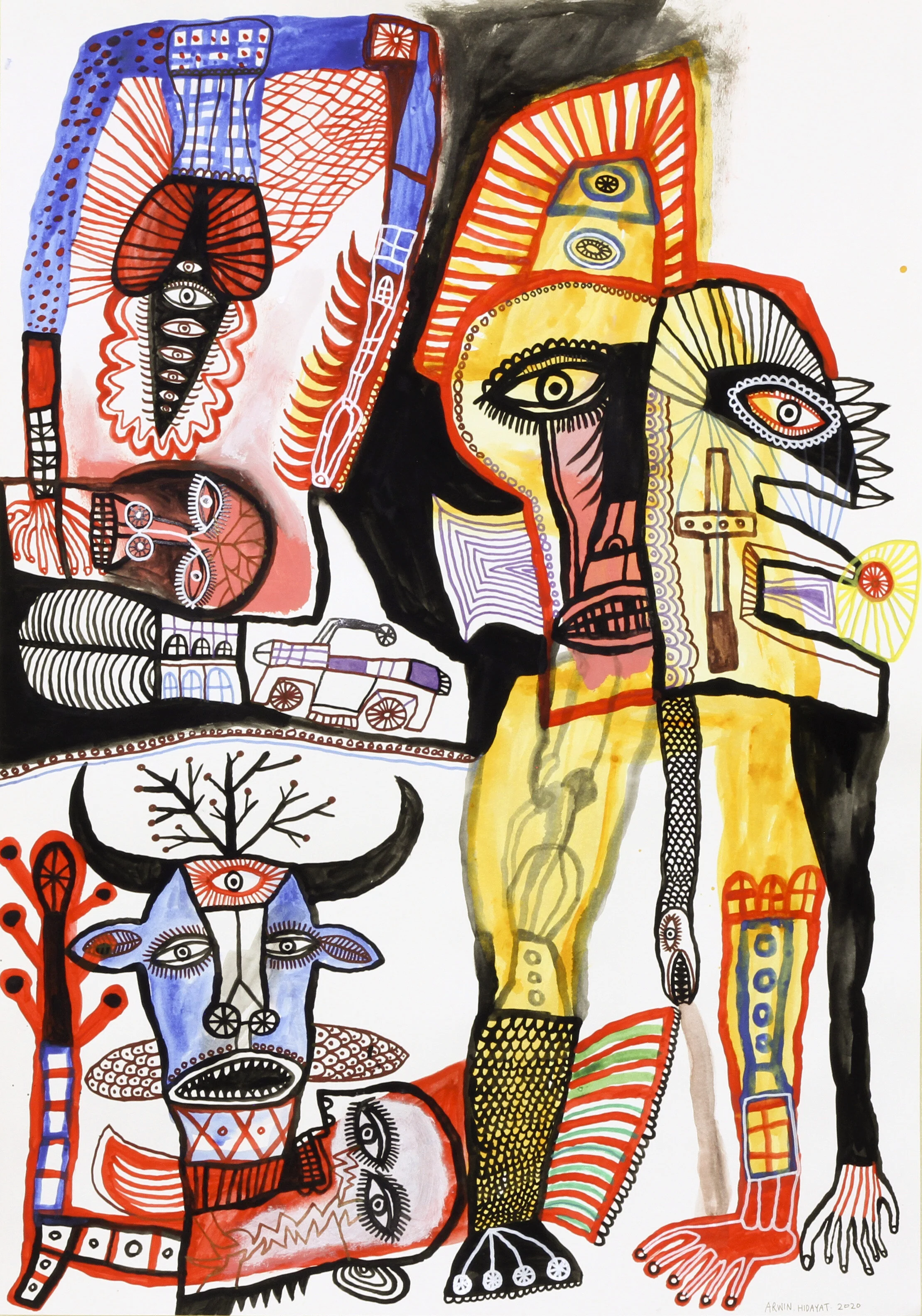 Arwin Hidayat Jopa Japu Bergas Waras 3 2020 acrylic on paper, 100 x 70 cm