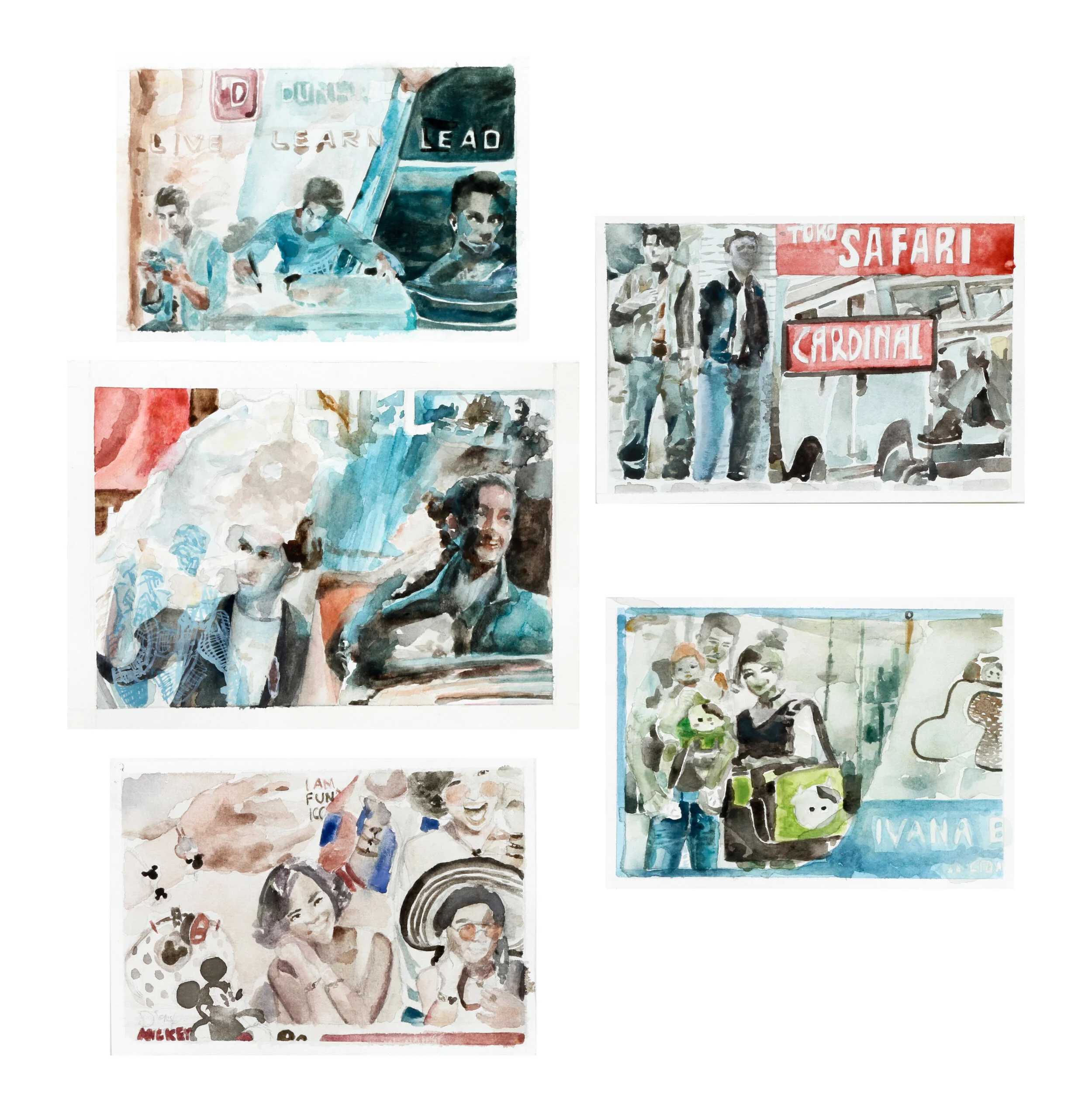 Deka Dermawan Tanda Mata 2 2020 watercolour on paper, 5 pieces, 12 x 17 cm each