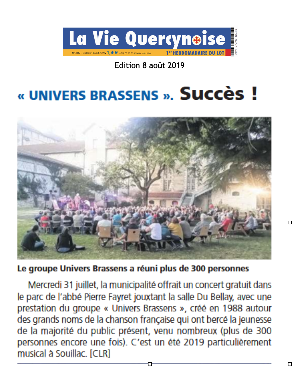 La Vie Quercynoise - Souillac. "Univers Brassens" Succès !