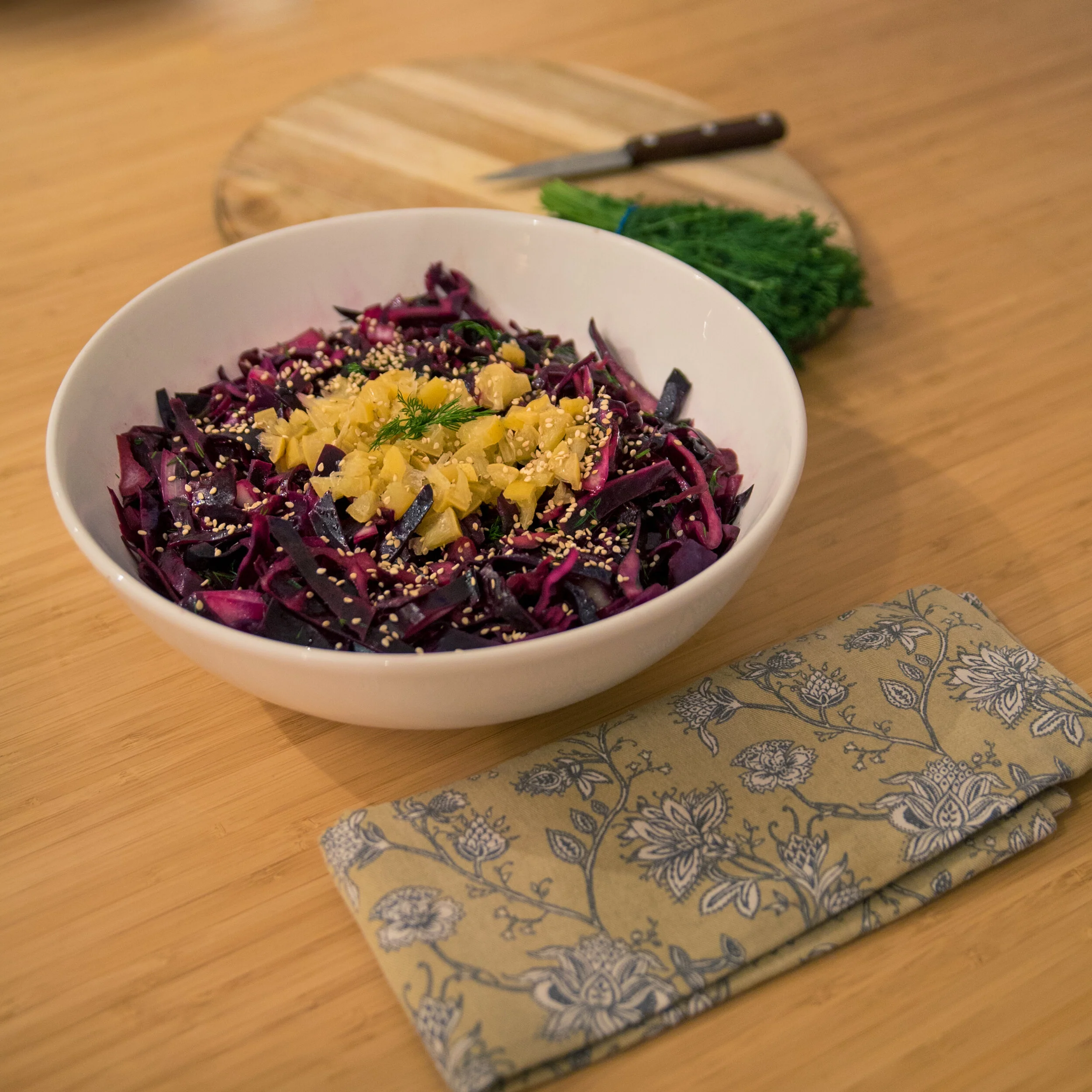 Salade de chou rouge au citron confit