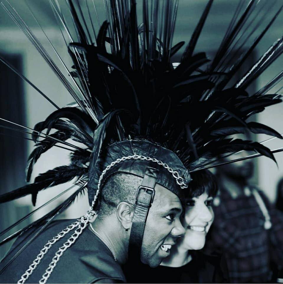 Black Faux leather mohawk head piece 