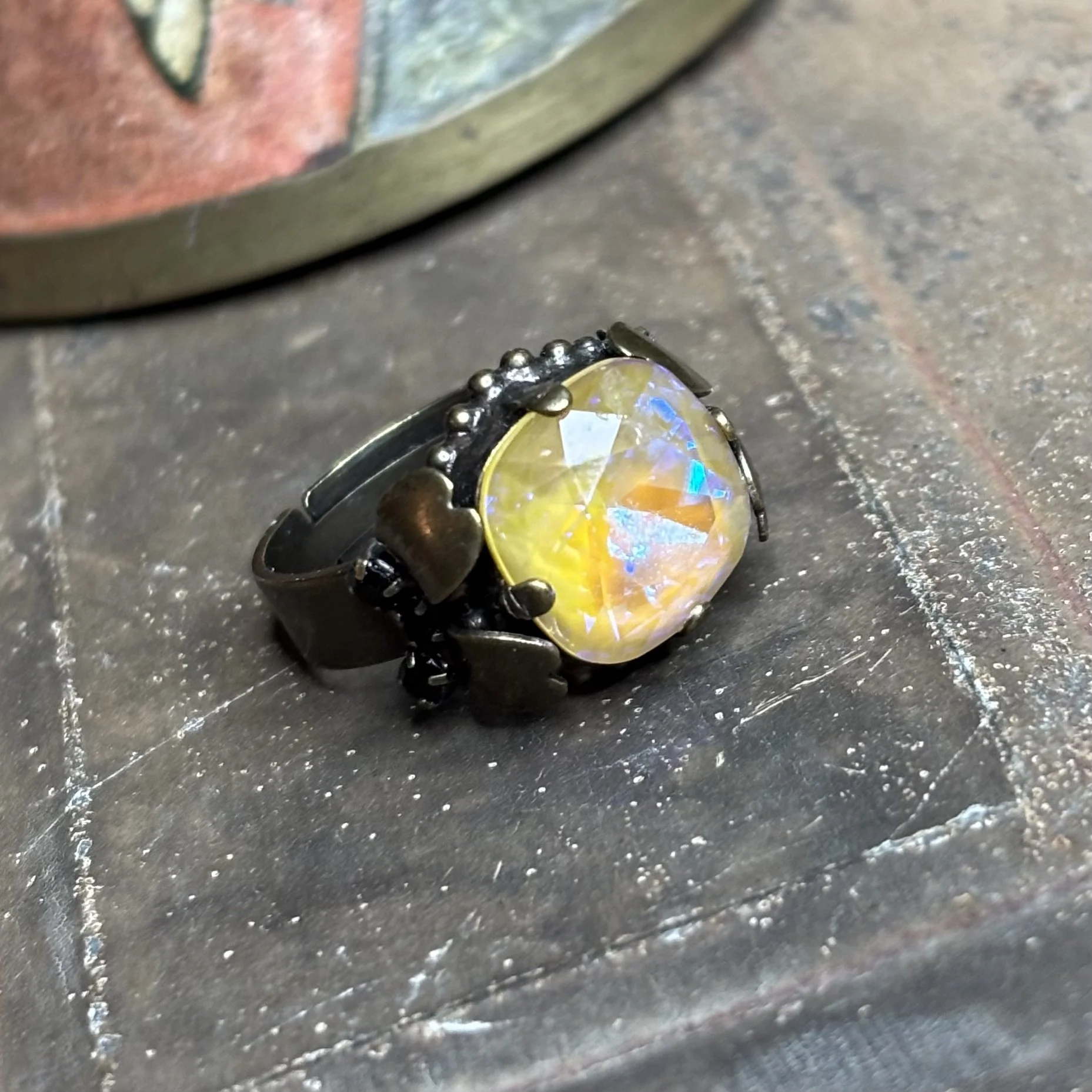 queenie Swaroski palest tangerine adjustable ring