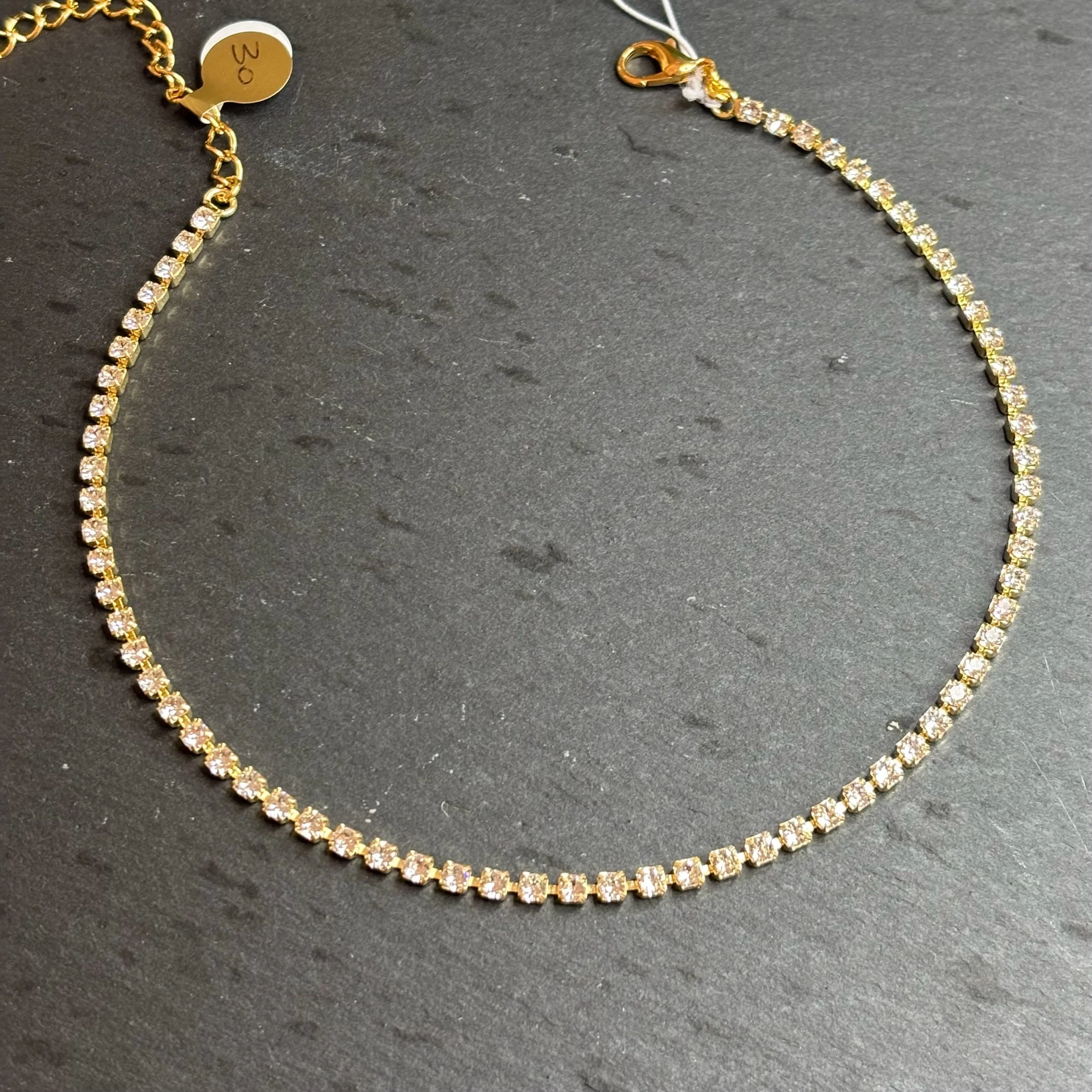 Karen gold finish white crystal vintage style necklace