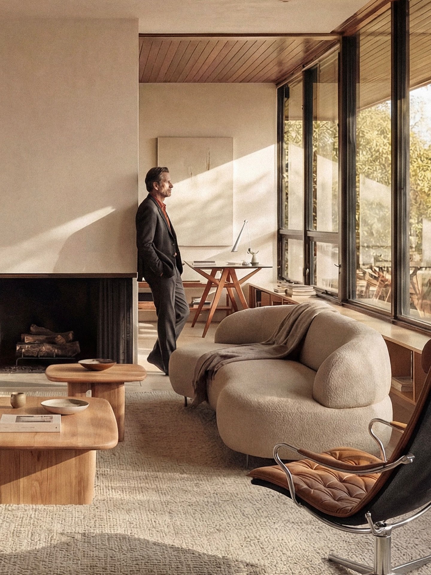 Taking comfort to a new level: sofa and leather armchair available in a variety of fabrics and leathers through Scandimodern.