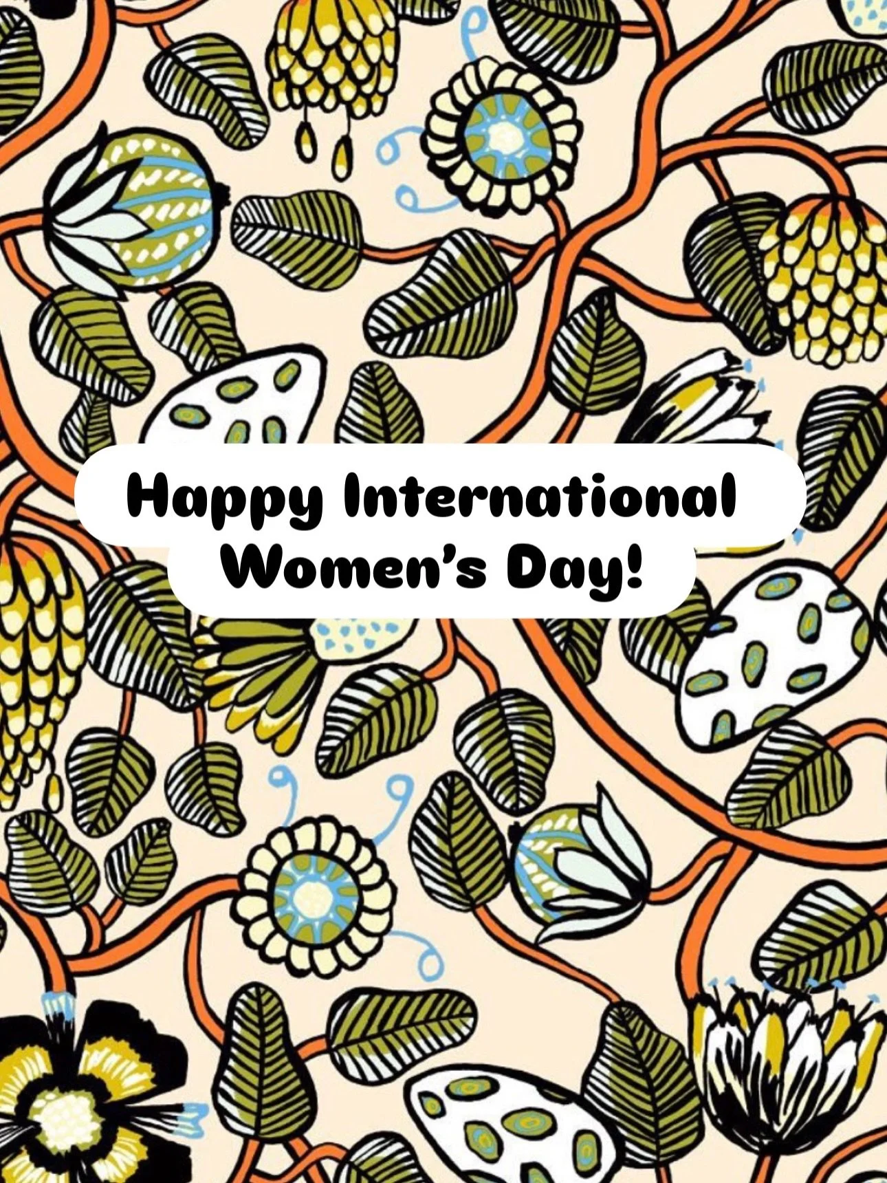 Our signature brand, Marimekko, was founded by Armi Ratia in 1961 and most of their distinctive designs were created by women. This one, Tiara, was designed by Erja Hirvi in 2014 and features plants and flowers.