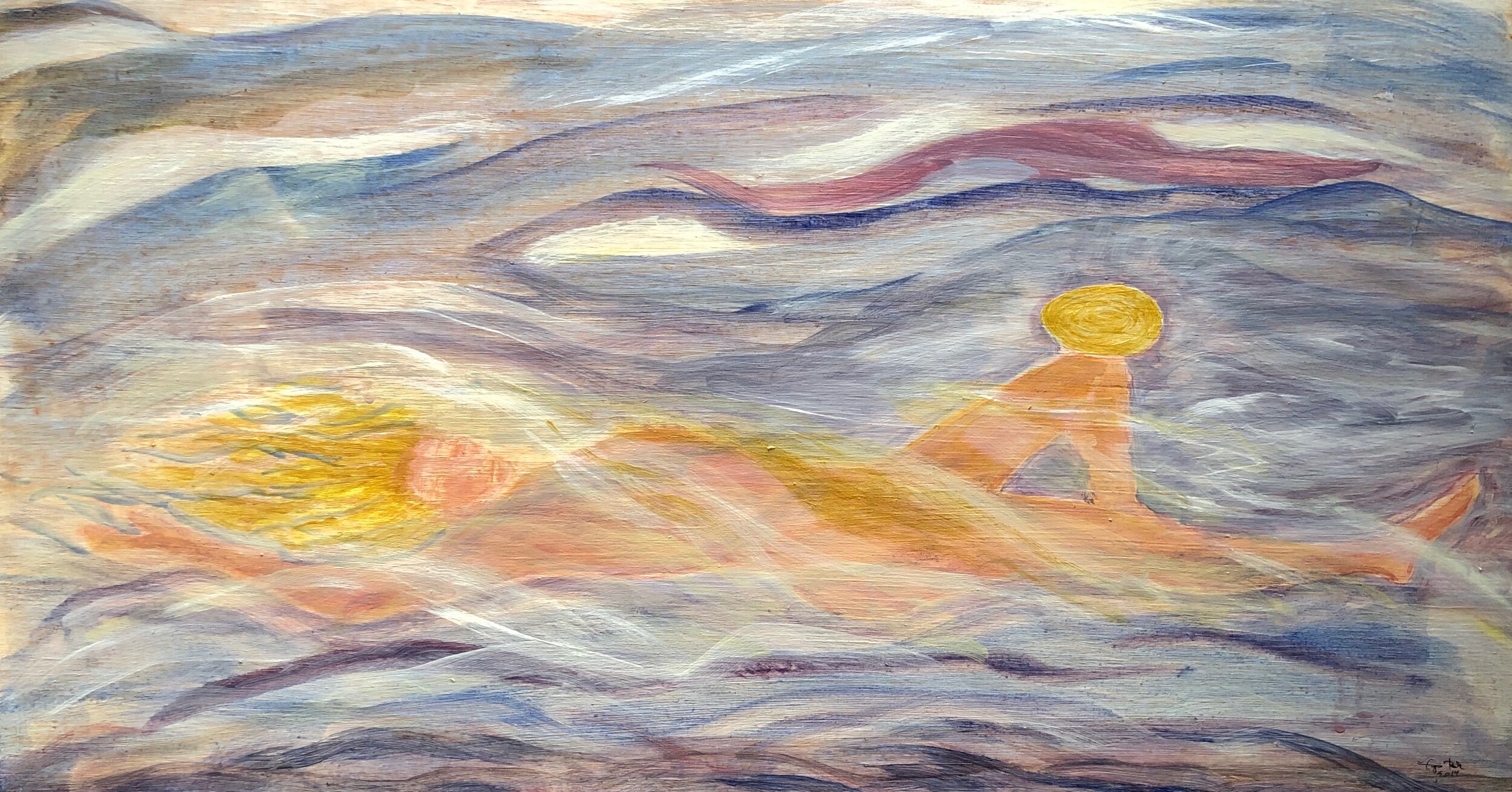   ILMATAR / AIR GODDESS, 2014, oil on wood, 37x70cm 