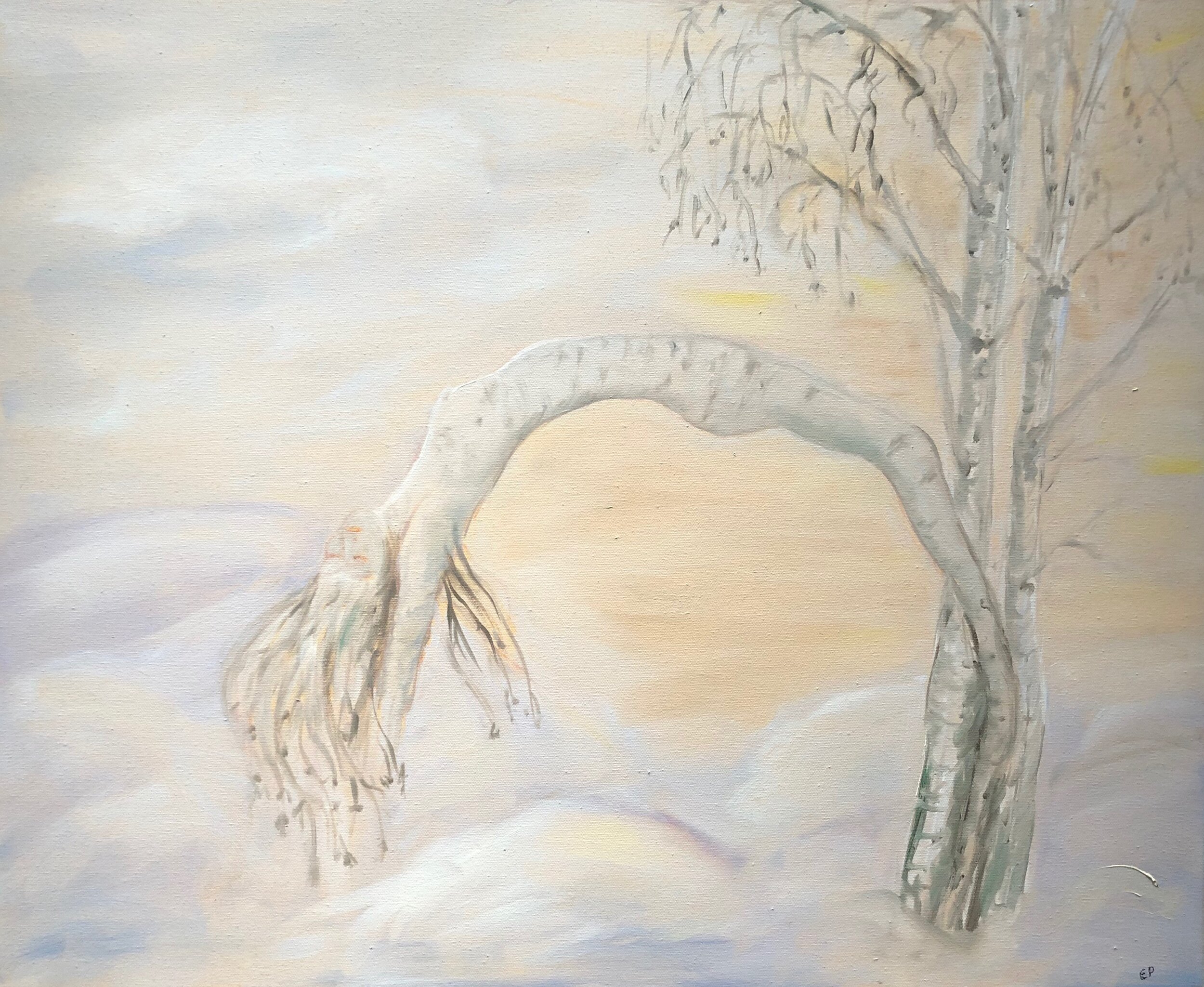  BIRCH WOMAN / KOIVUTAR, 2015, acrylic and oil on canvas, 50x60cm 