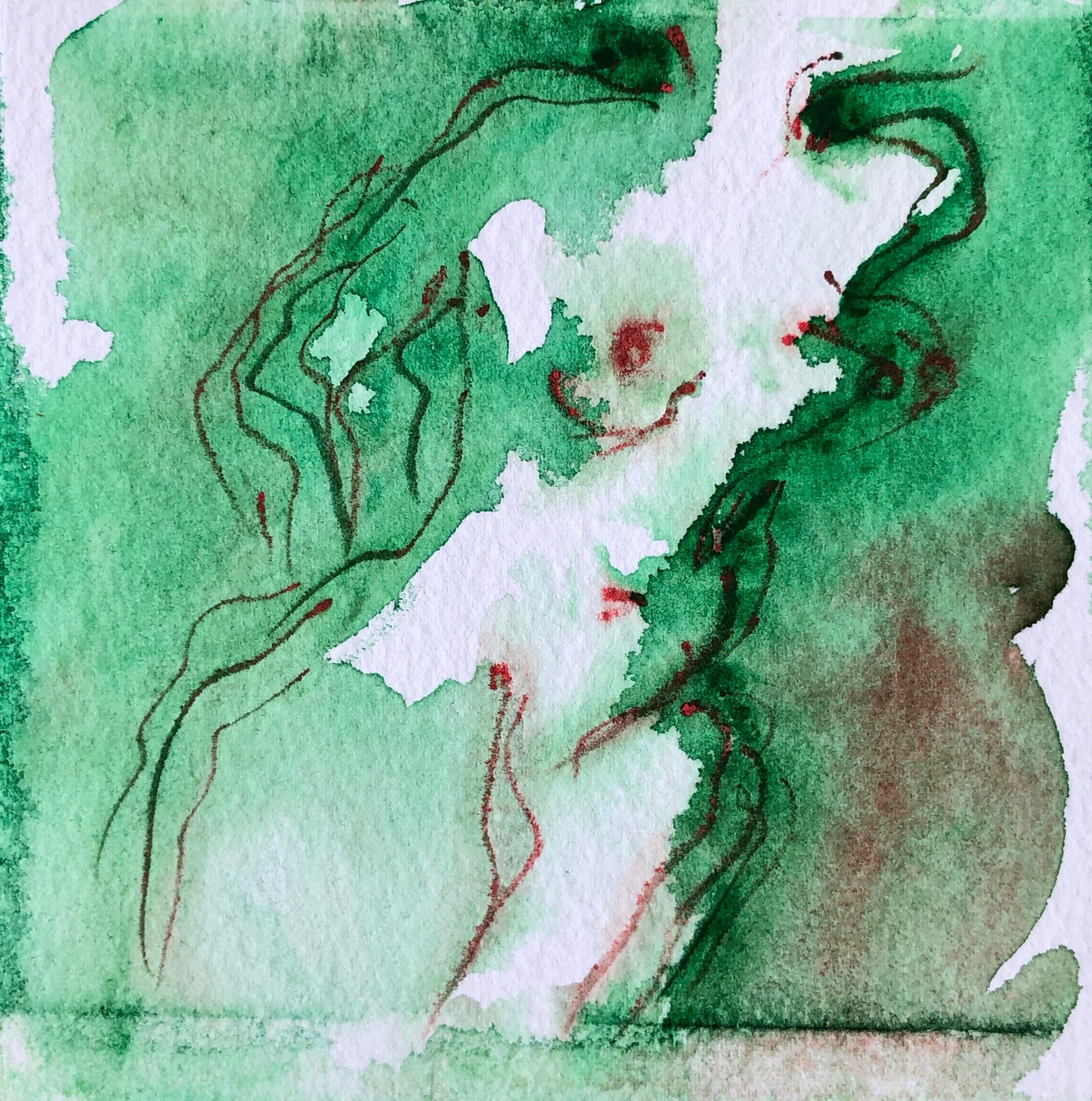  NUDE IN GREEN, 2017, 12x13cm 