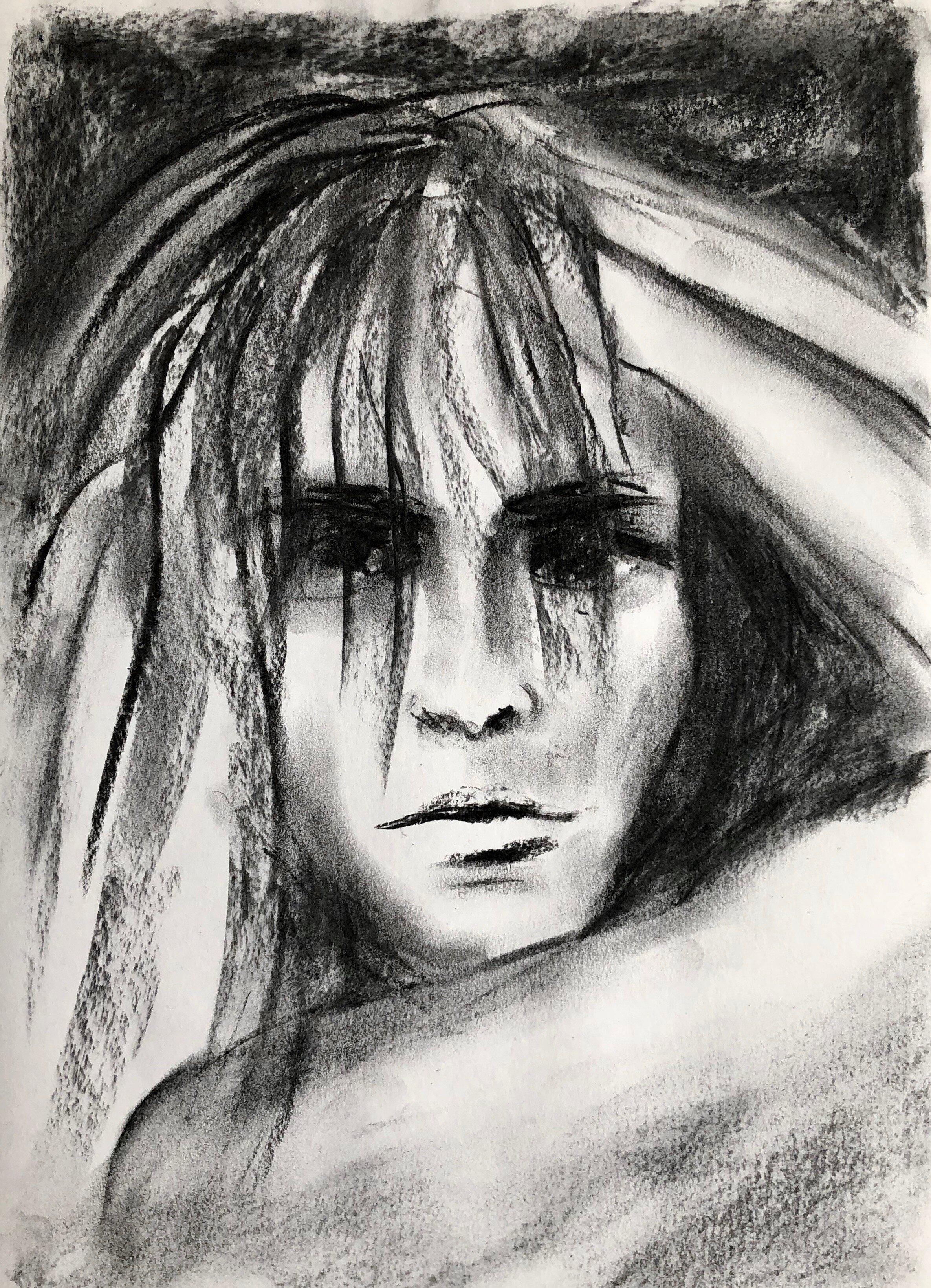  FACE ME, 2019, charcoal on paper, 40x30cm 