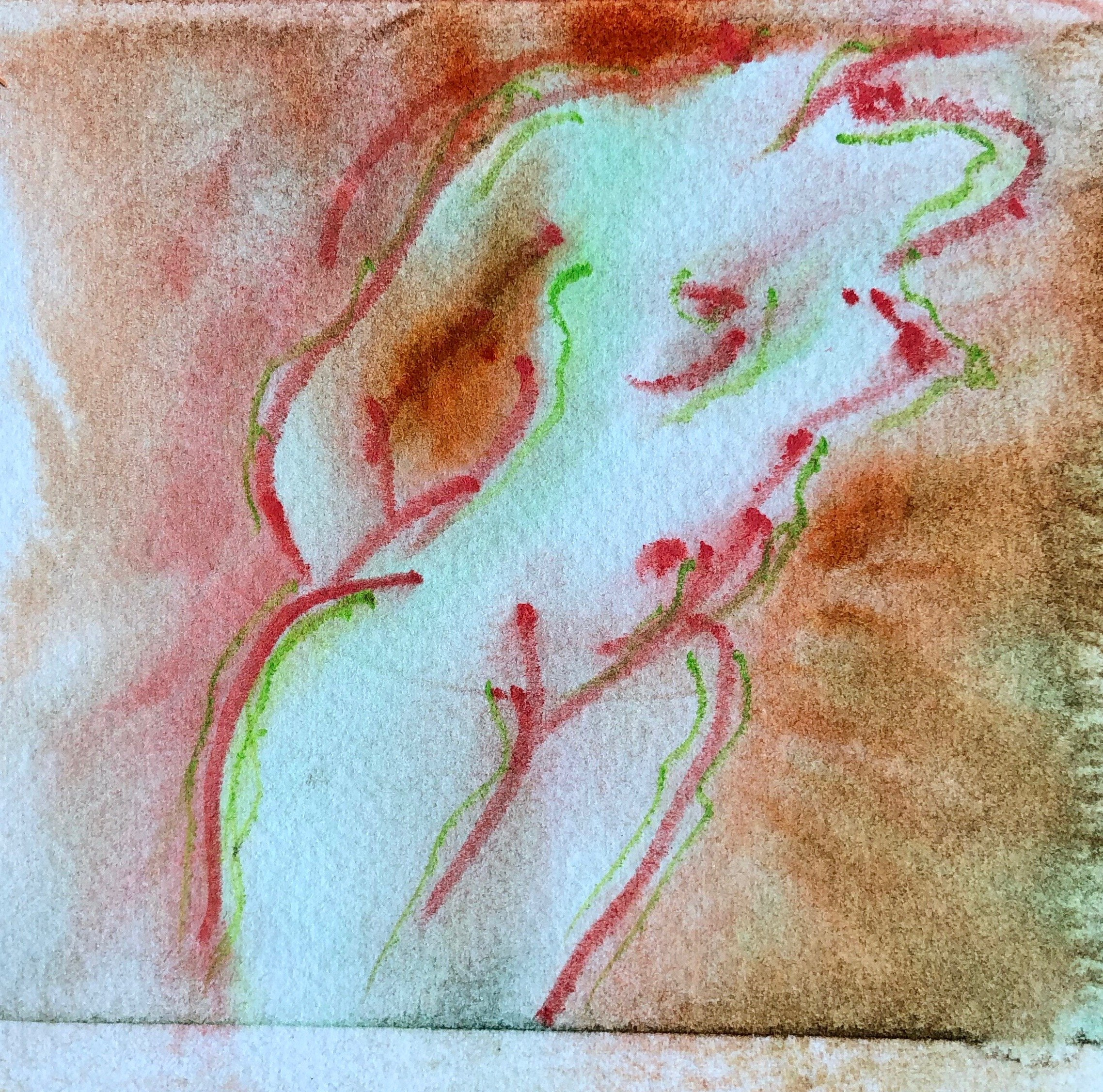  NUDE IN RED, 2017, 12x13, 