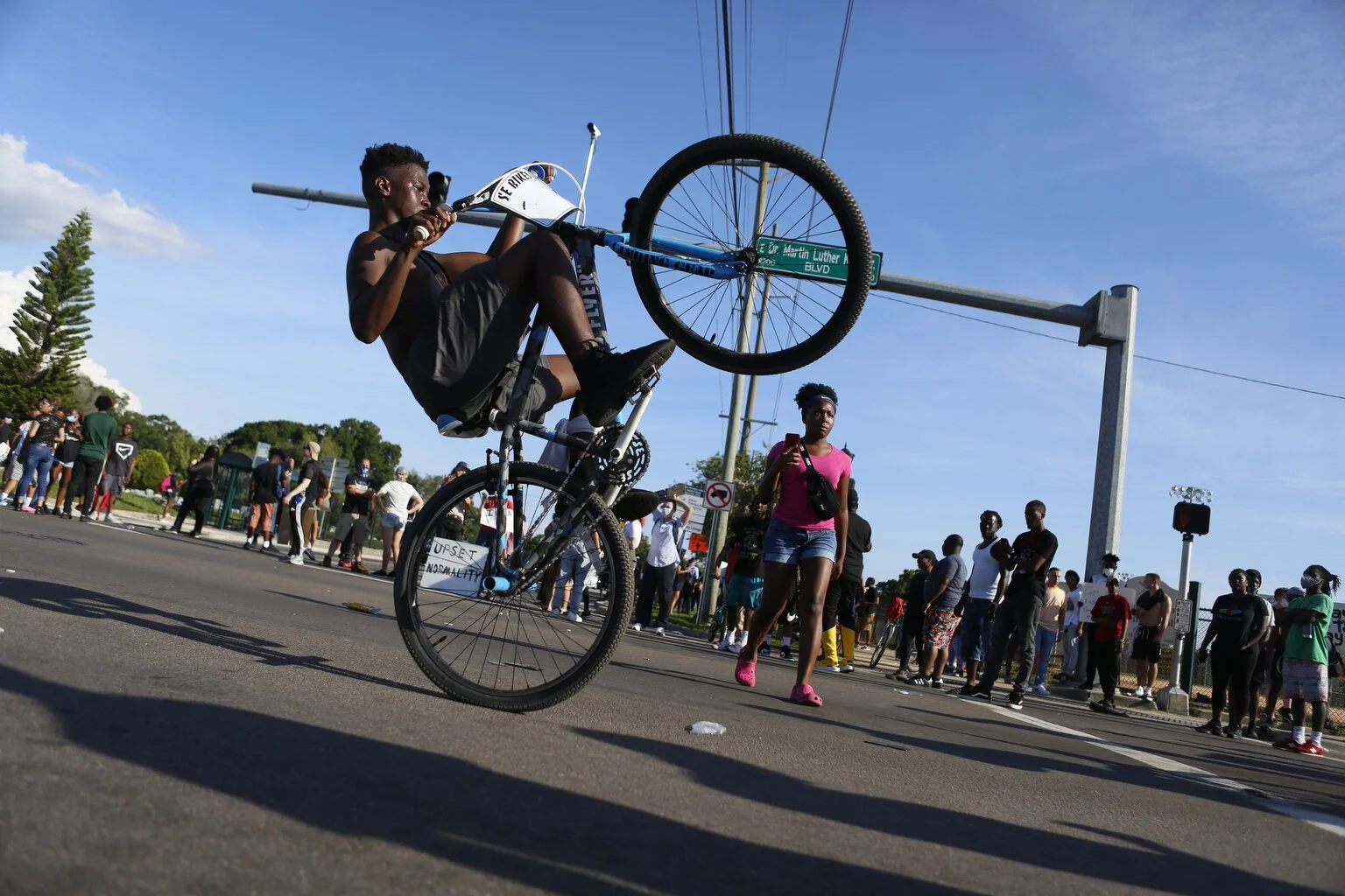  Protesters march in East Tampa in response to death of George Floyd on Sunday, May 31, 2020. Floyd died after being custody while pinned to the ground by a Minneapolis Police Officer's knee for several minutes. 