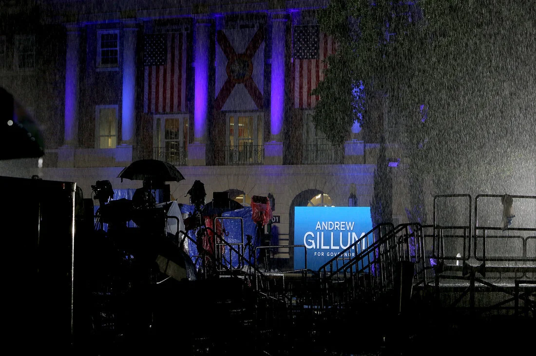  A thunderstorm looms over the Florida Gubernatorial Democratic candidate Andrew Gillum election watch party where Mayor Andrew Gillum is scheduled to appear on the campus Florida A&amp;M University in Tallahassee, Florida on Tuesday, November 6, 201