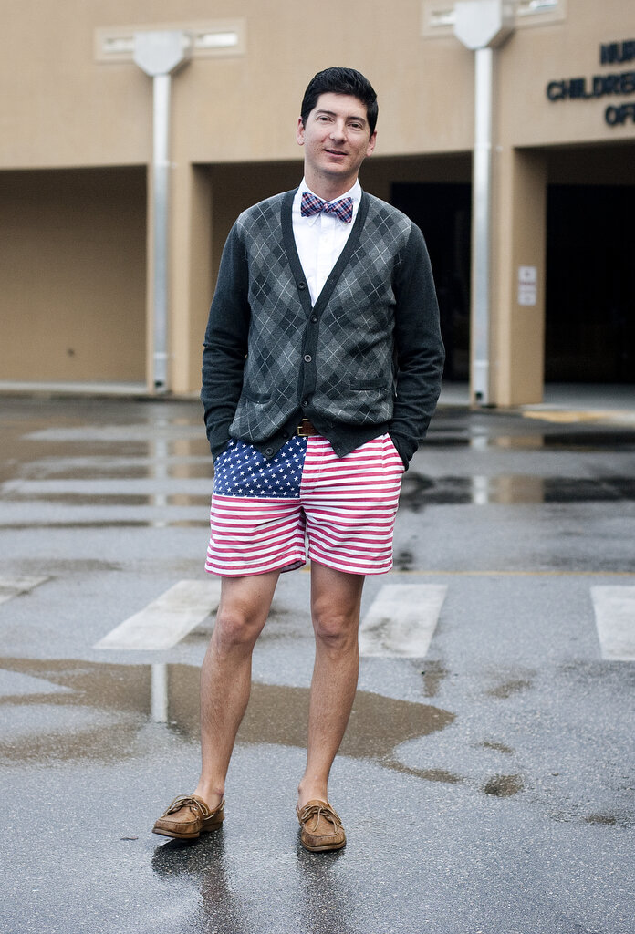  On election day donning American flag themed shorts Ricky Robertson of Brooksville cast his vote at Grace World Outreach Church on Cortez Boulevard south of Brooksville, Florida.  