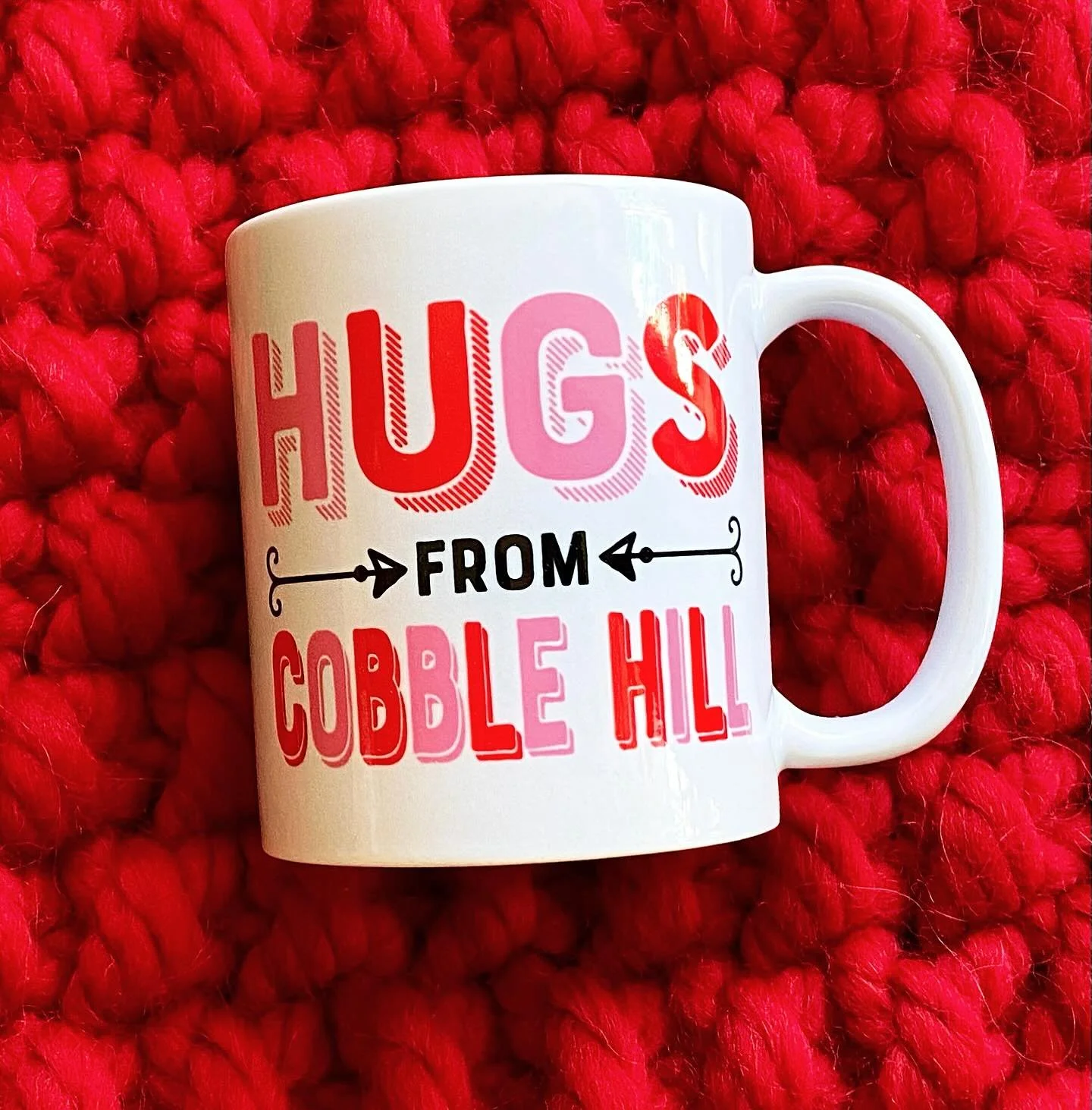 Thank you to our friends at @rockscissorpaper for making us such cute holiday mugs. Come see! 🩷❤️