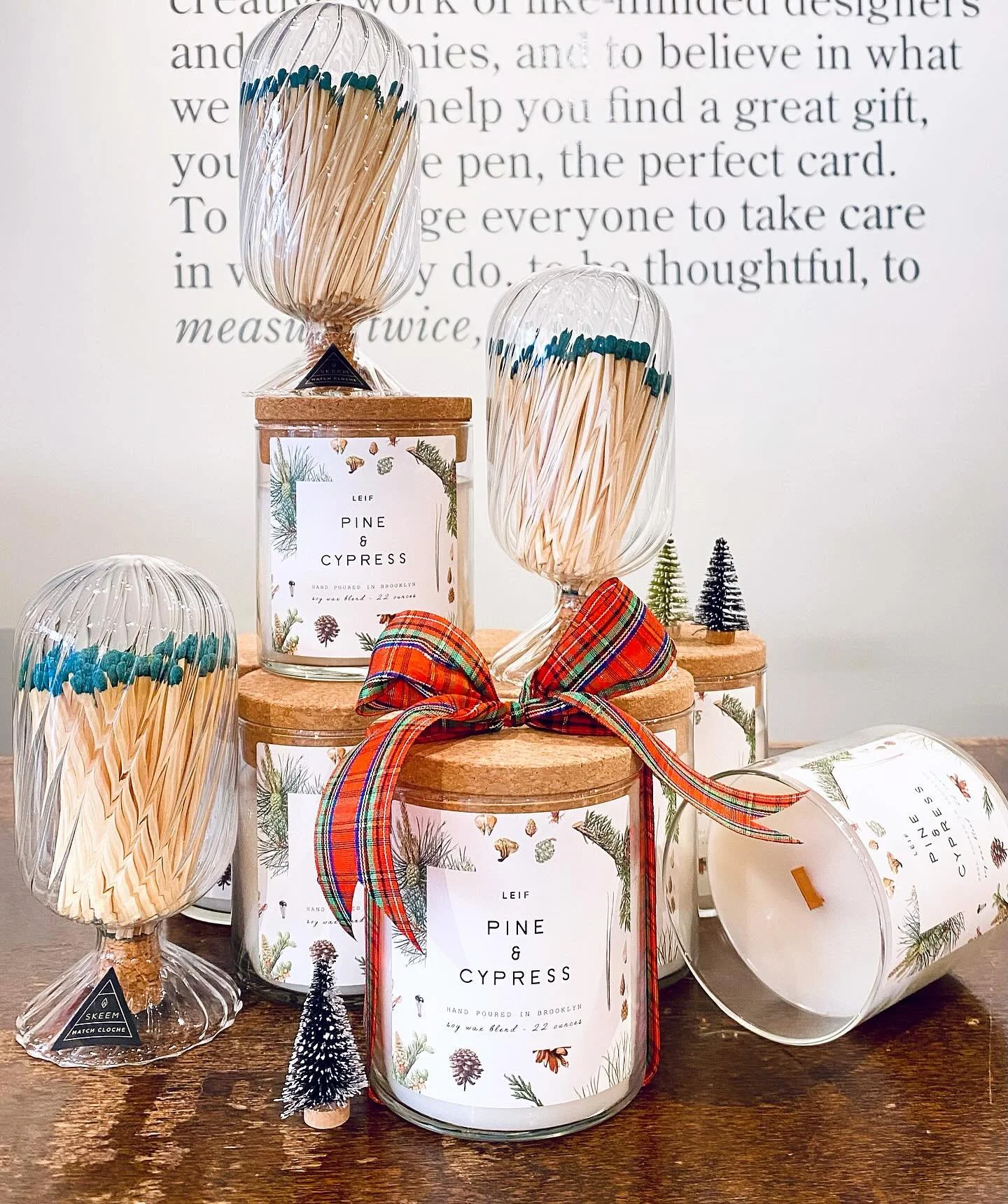 Everybody&rsquo;s favorite lady. The Pine &amp; Cypress candle by @leifshop. 🌹Paired perfectly with @skeemdesign&rsquo;s new Evergreen match cloches.🎄