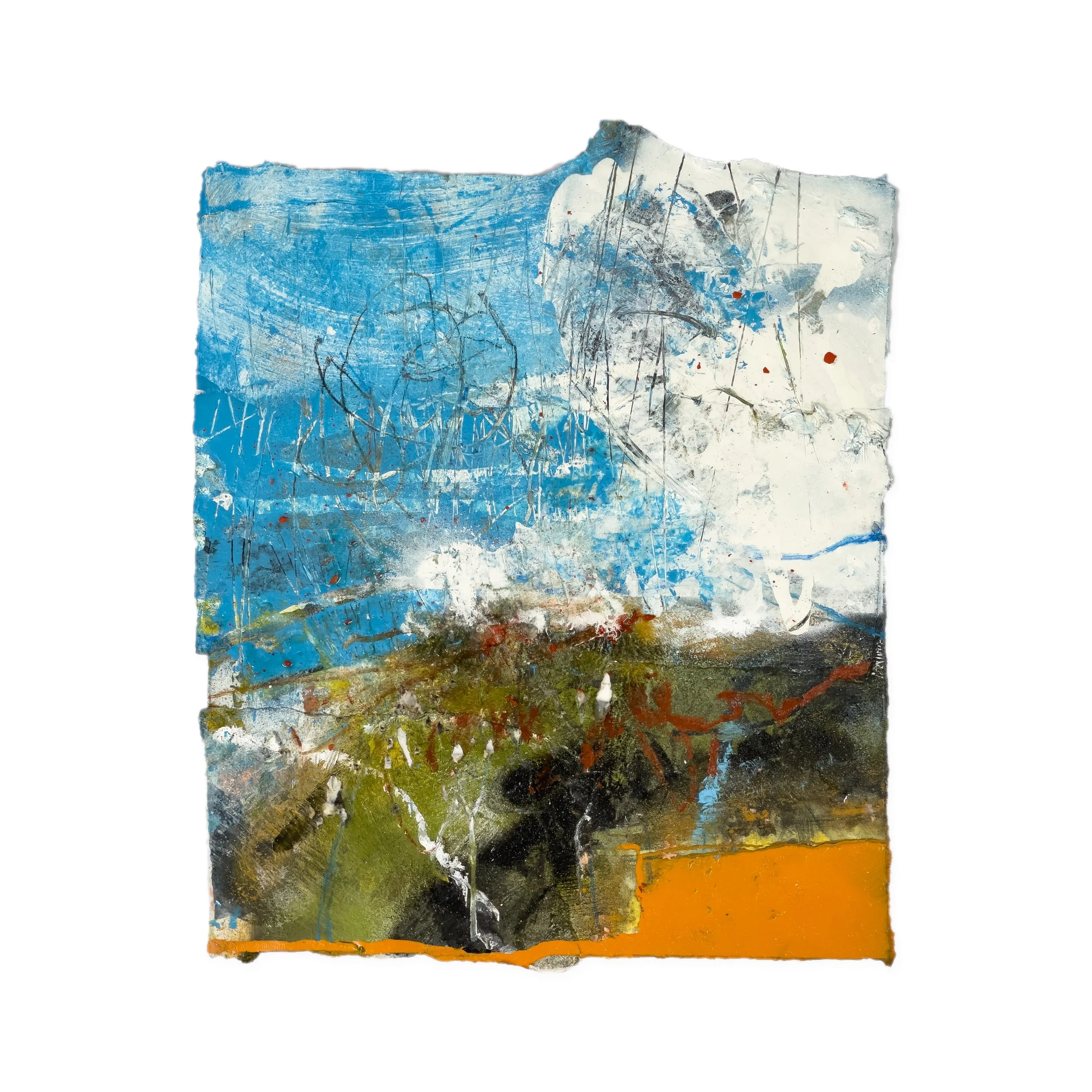 Mixed media painting: combining acrylic paint and collage