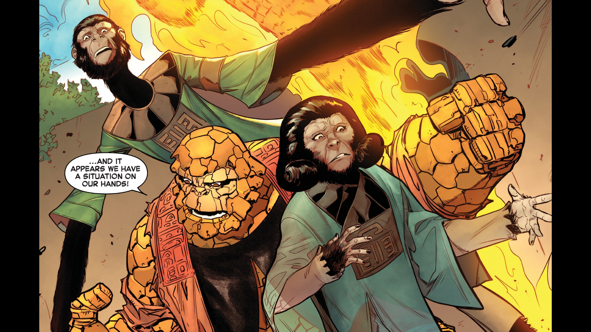 REVIEW: The F4 Are Doomed to Monkey Around in Planet of The Apes Vs Fantastic Four #1