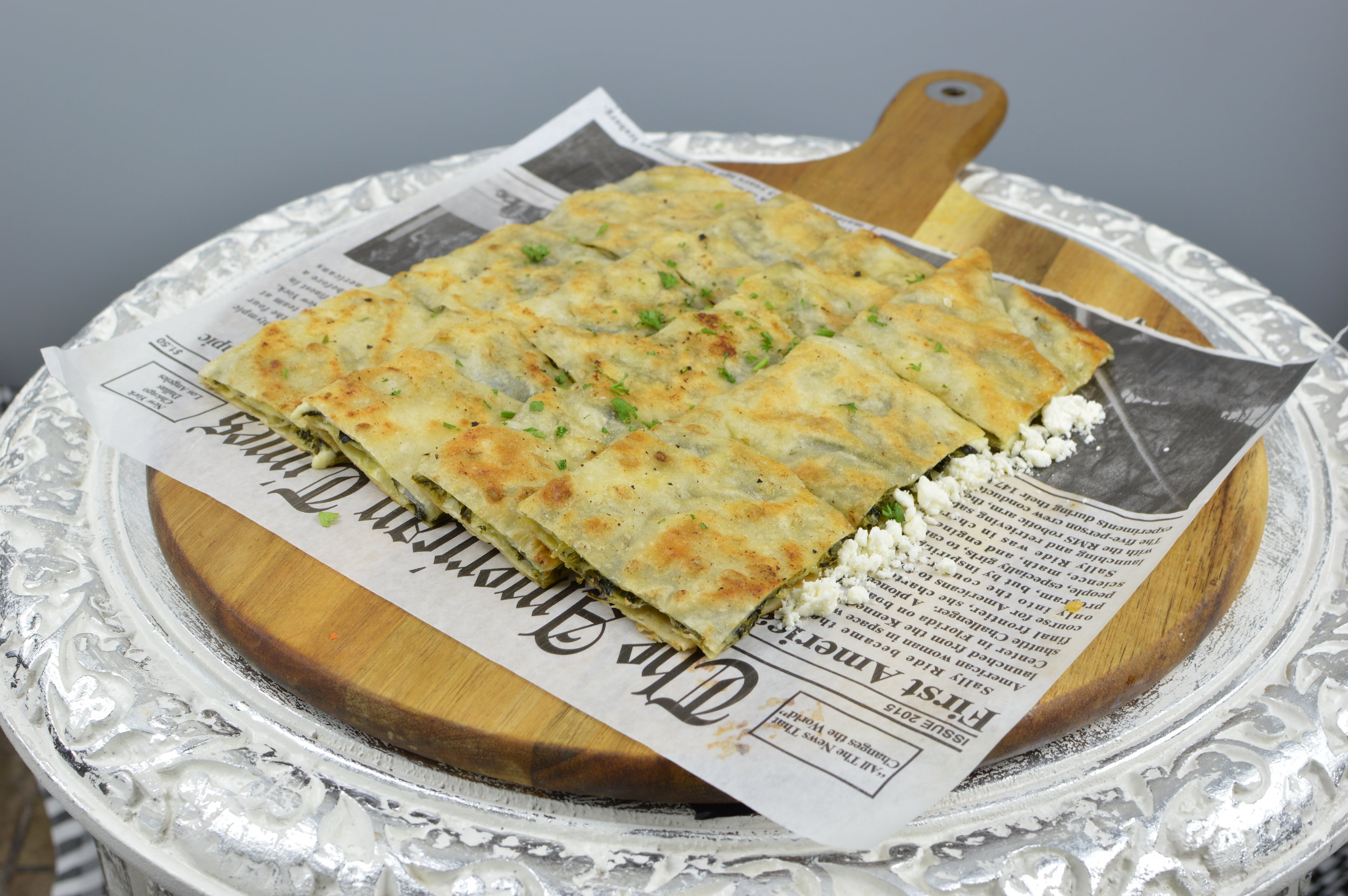 Gozleme (Anatolian Flatbread) - Homemade savory flatbread stuffed with spinach and cheese. $8.95