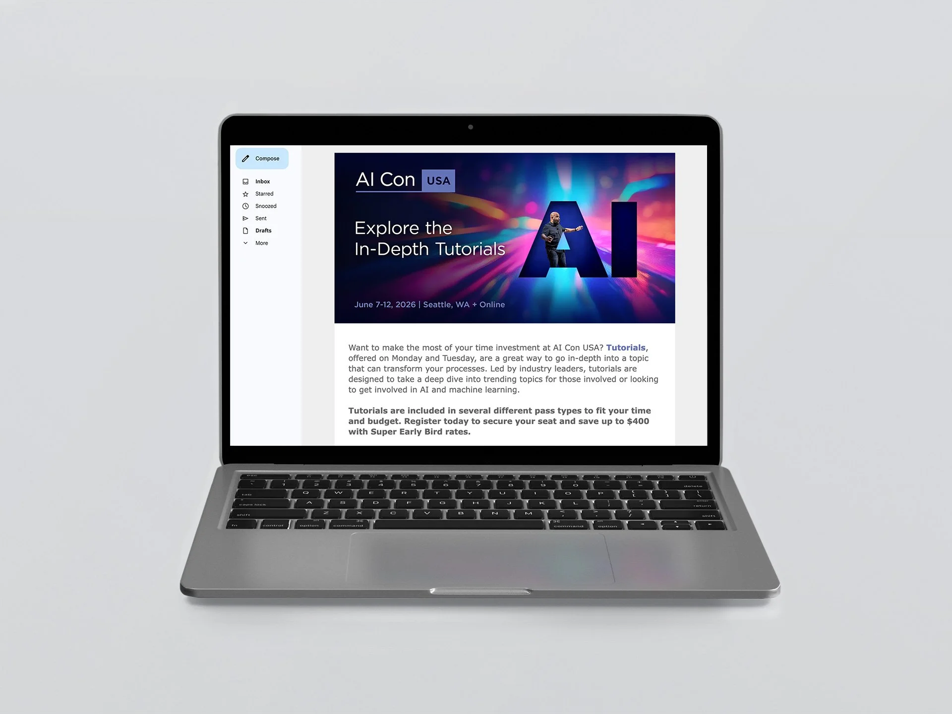 Email campaign on laptop