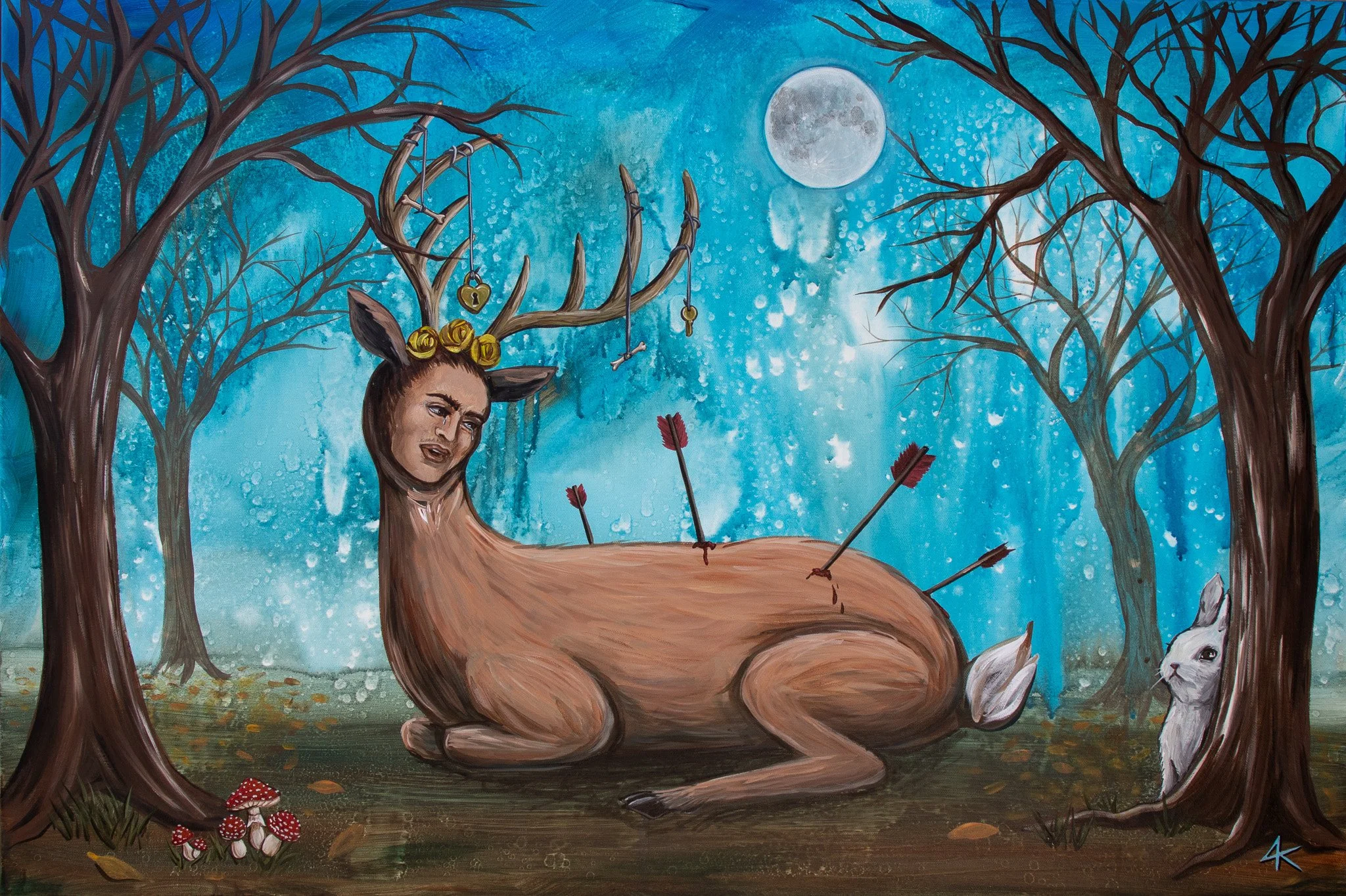 "The Wounded Deer" Original Painting 24 x 48 Inches