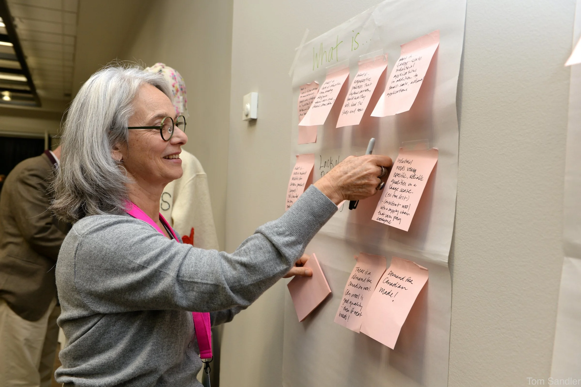 Les participants à la conférence contribuent au brainstorming.