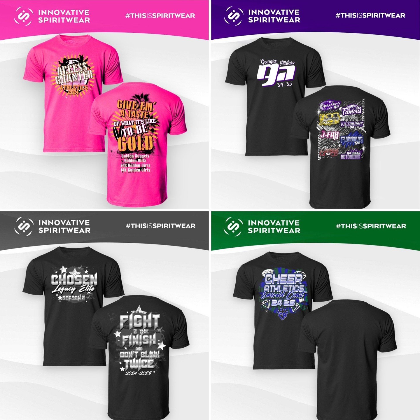 Let Innovative Spiritwear Create FREE TEAM LOGOS For Your New Season!
Order New Season Screen Printed Program Or Team T-Shirts/Tanks In May And Get FREE Team Logos!
Here Are Just A Few Programs We've Worked With!
Choose to be INNOVATIVE this season.&