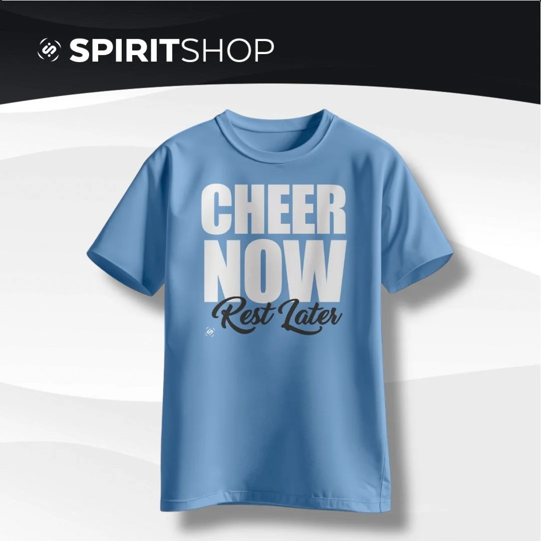 CHEER NOW, REST LATER SCREEN PRINTED T-SHIRT
