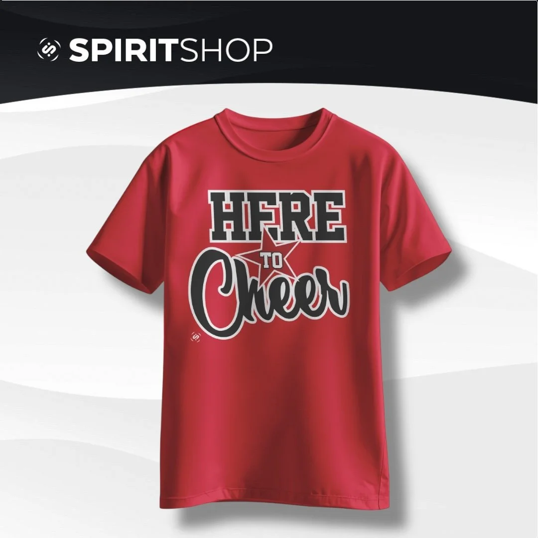 HERE TO CHEER SCREEN PRINTED T-SHIRT
