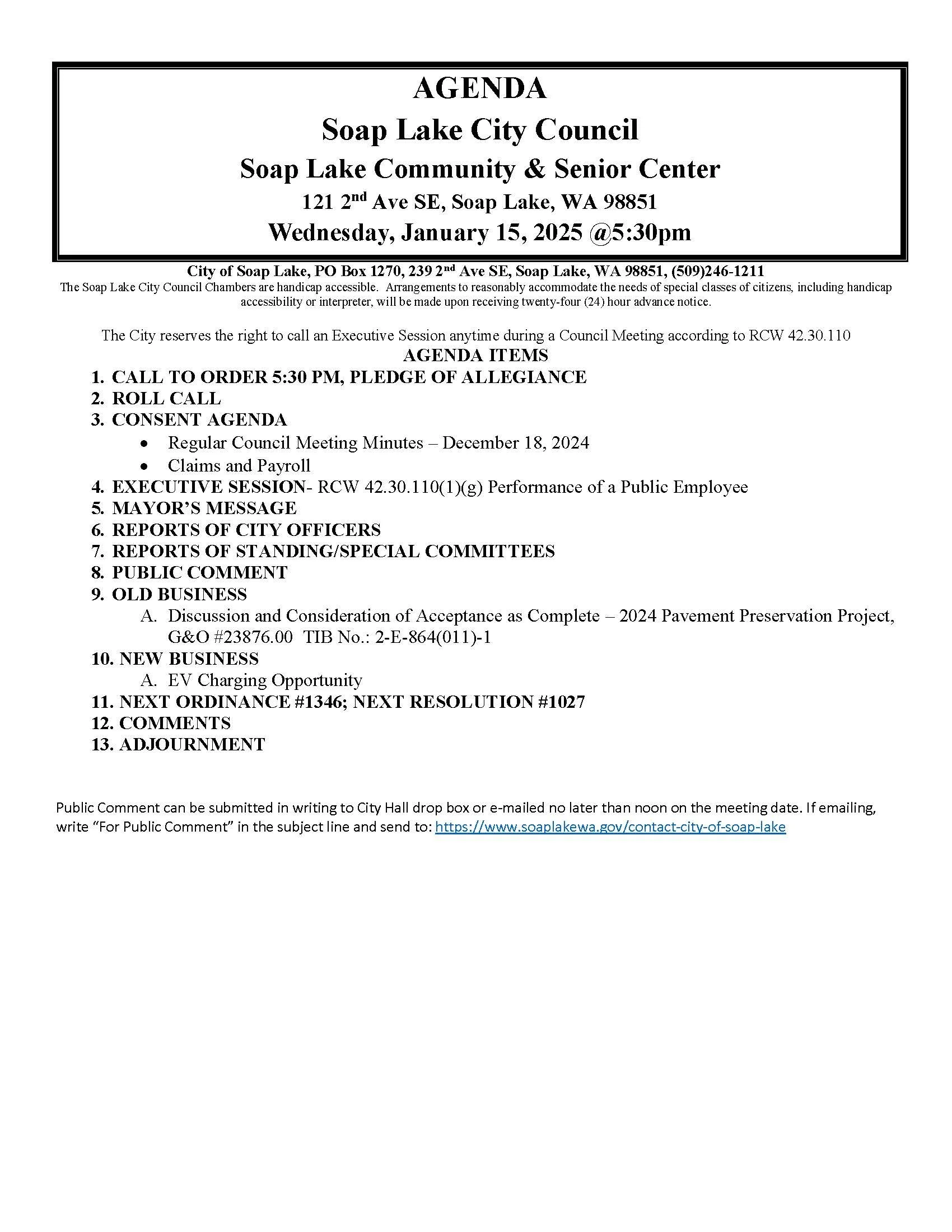 City Council — City of Soap Lake