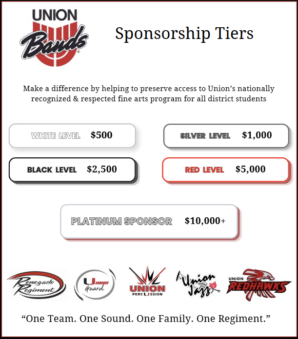 Union Bands Program Corporate Sponsorship Levels