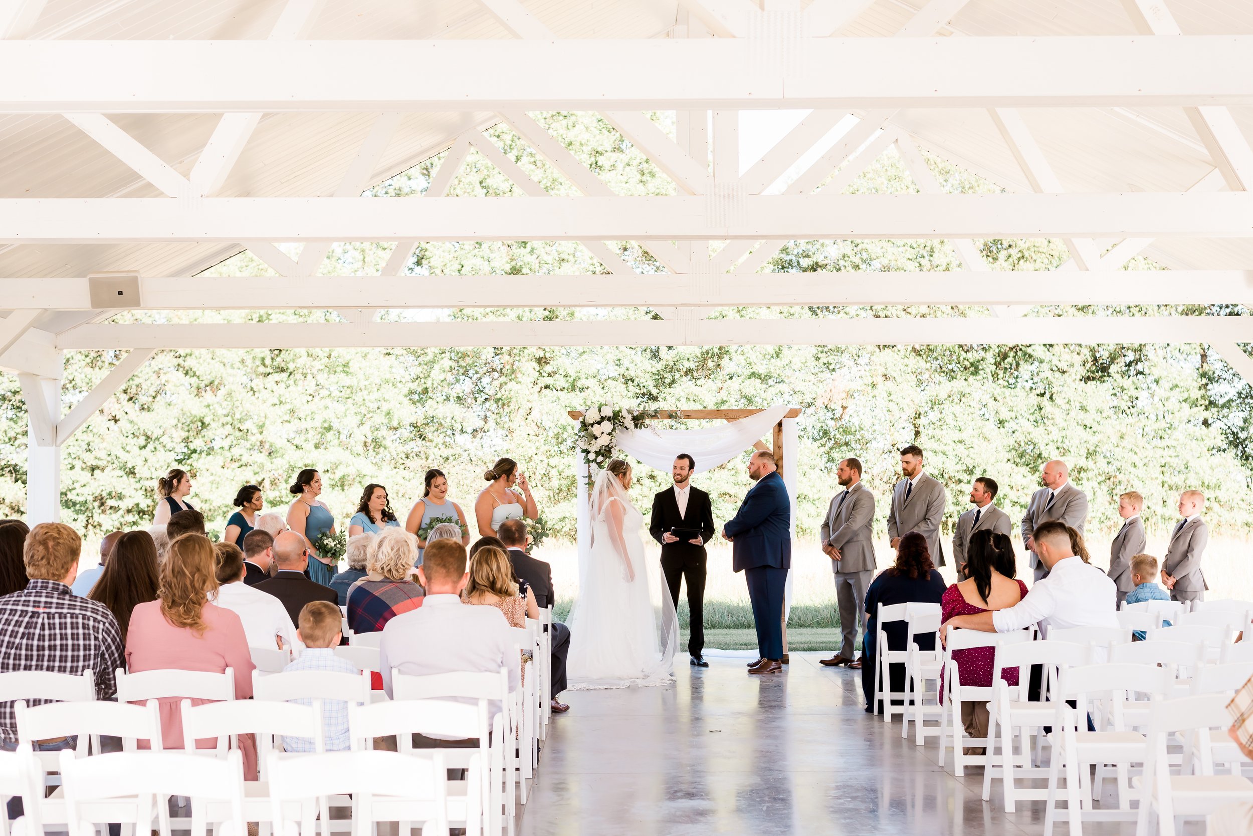 Intimate Outdoor Summer wedding ceremony pavilion Emerson Fields missouri (1).jpg