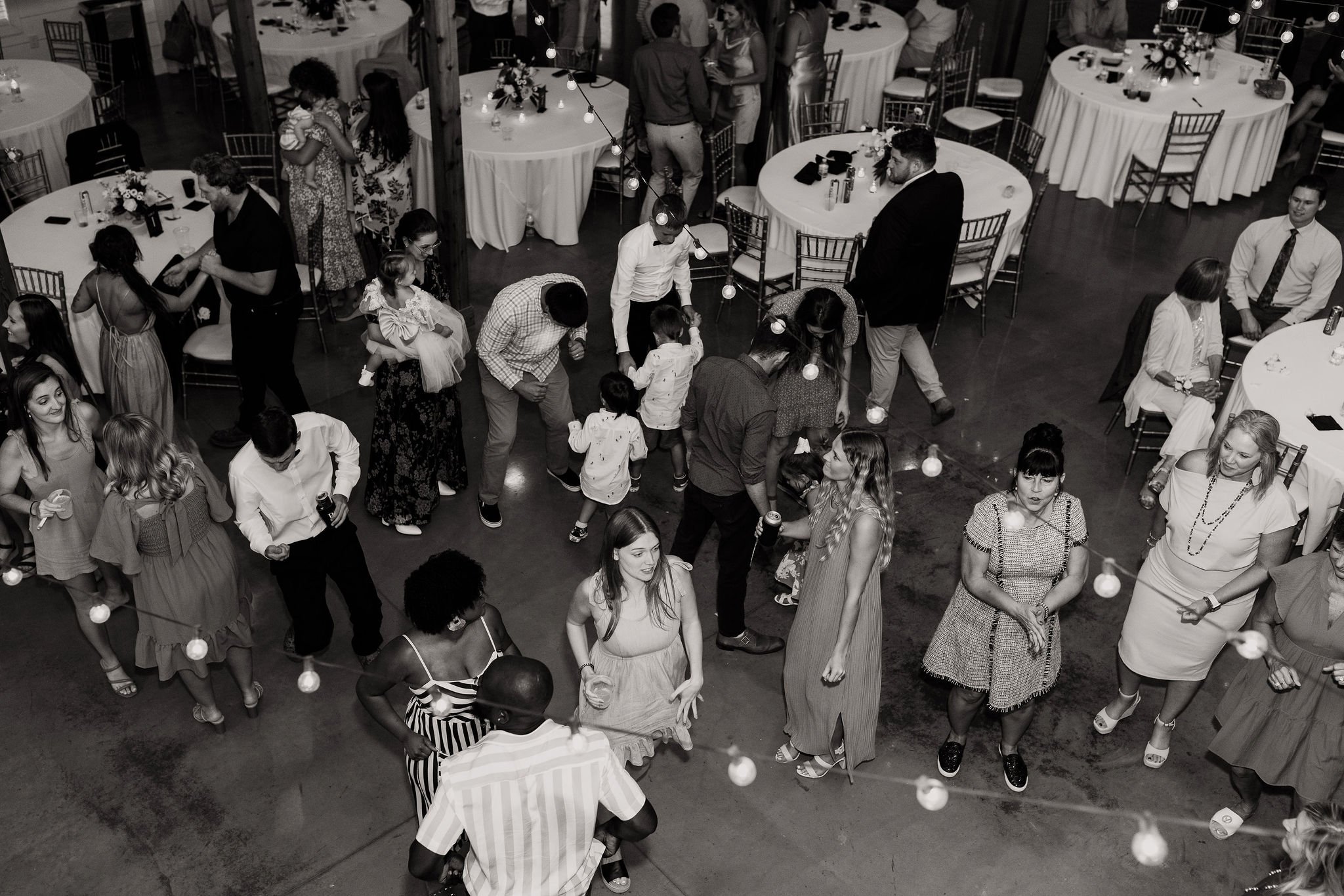 reception photo black and white fun party dj emerson fields venue missouri (2).jpg