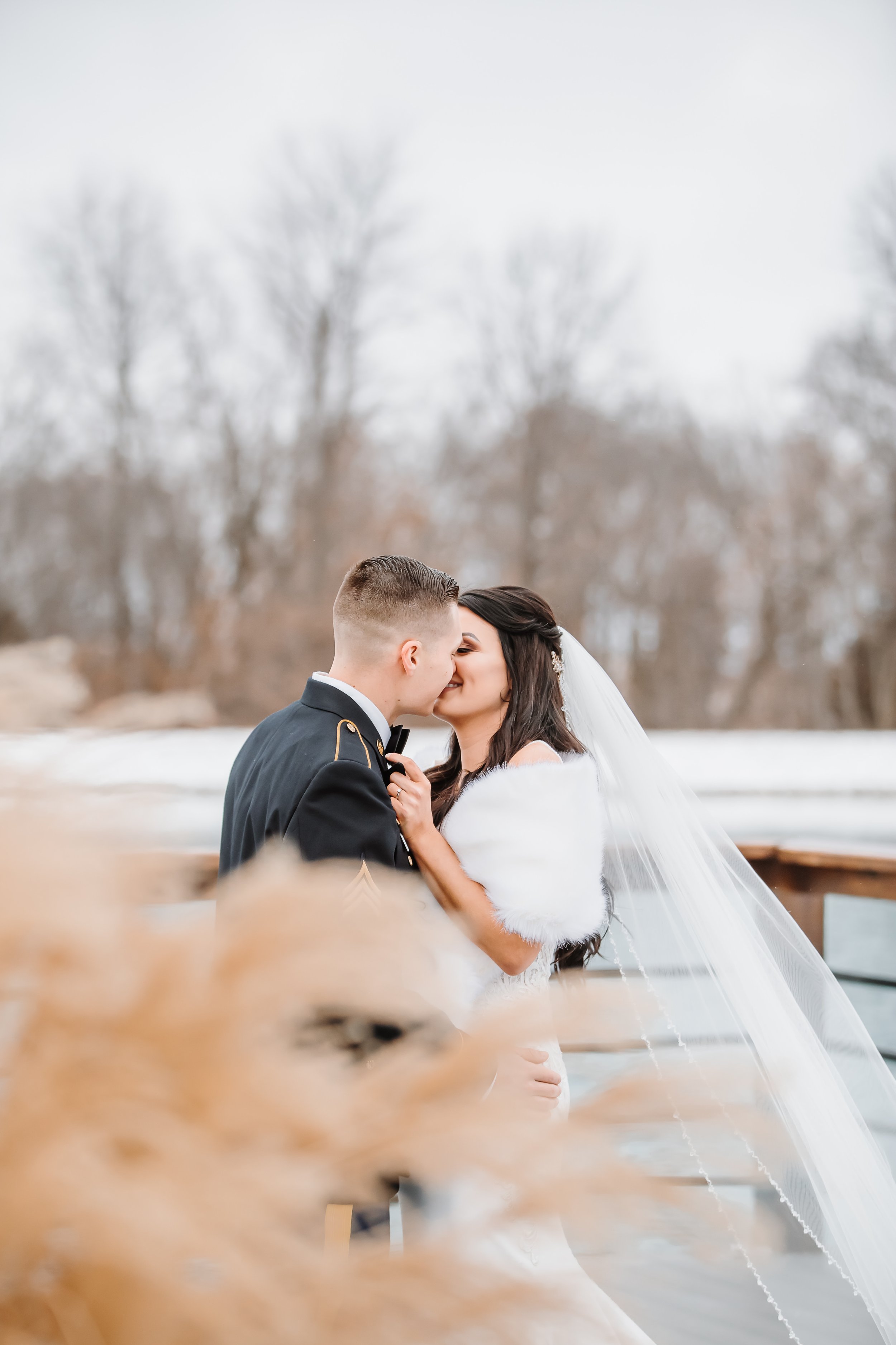 Outdoor Winter Wedding Missouri Emerson Fields wedding venue reception ceremony bride groom portrait.jpg